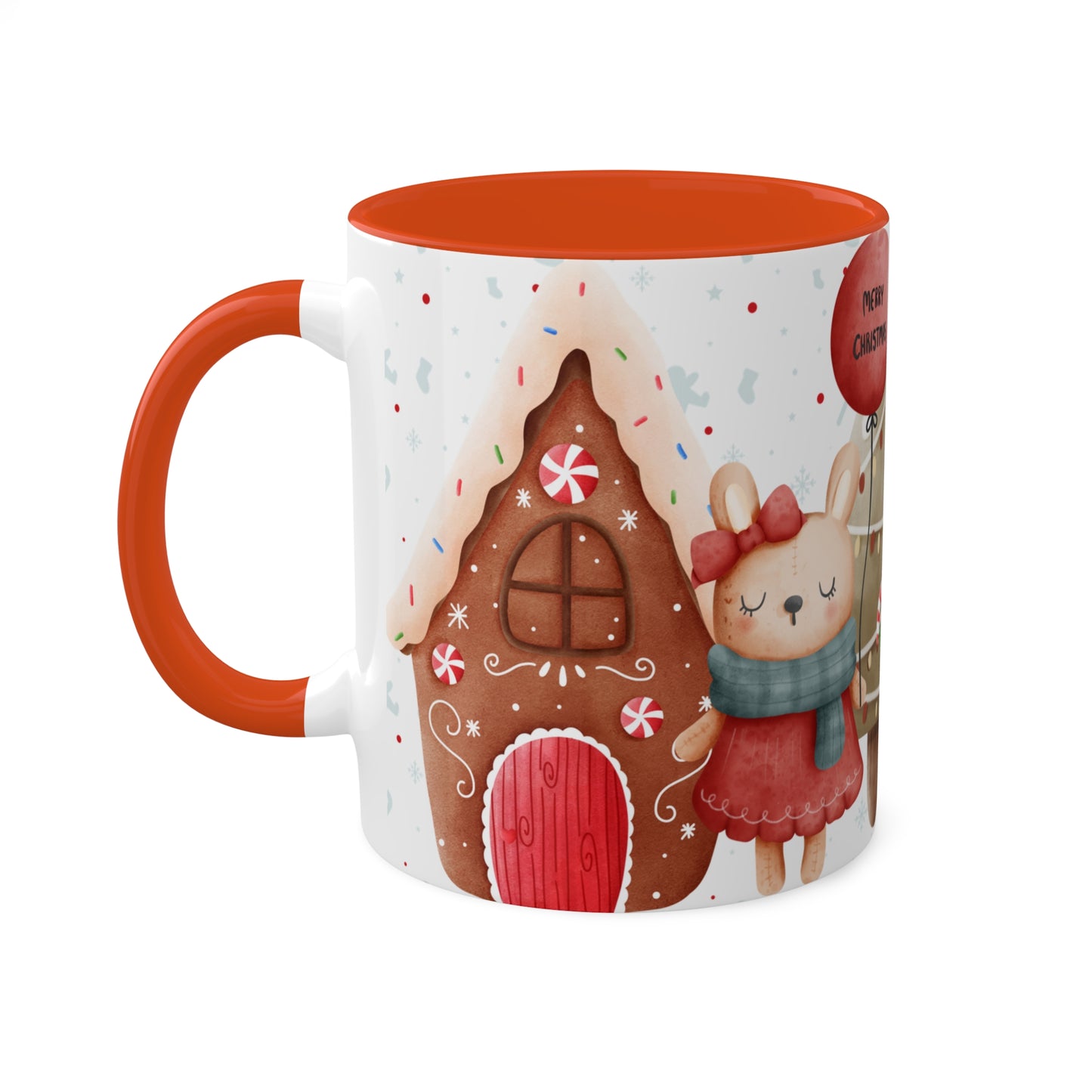 Festive Christmas Mug with Adorable Bear, Hedgehog, and Gingerbread Design – Holiday Coffee Cup