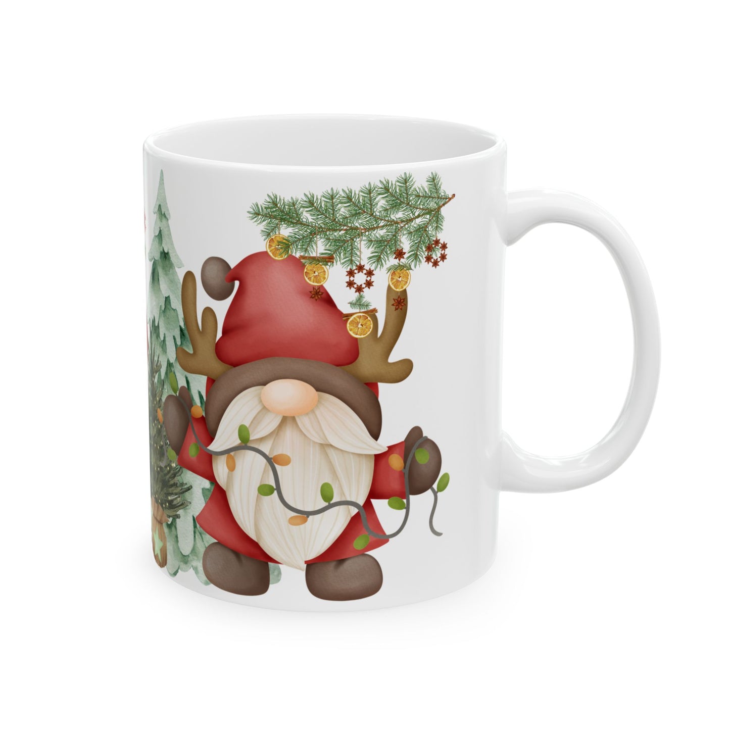 Watercolor Christmas Tree Mug – Festive Holiday Coffee Cup with Ornament Design, (11oz, 15oz)