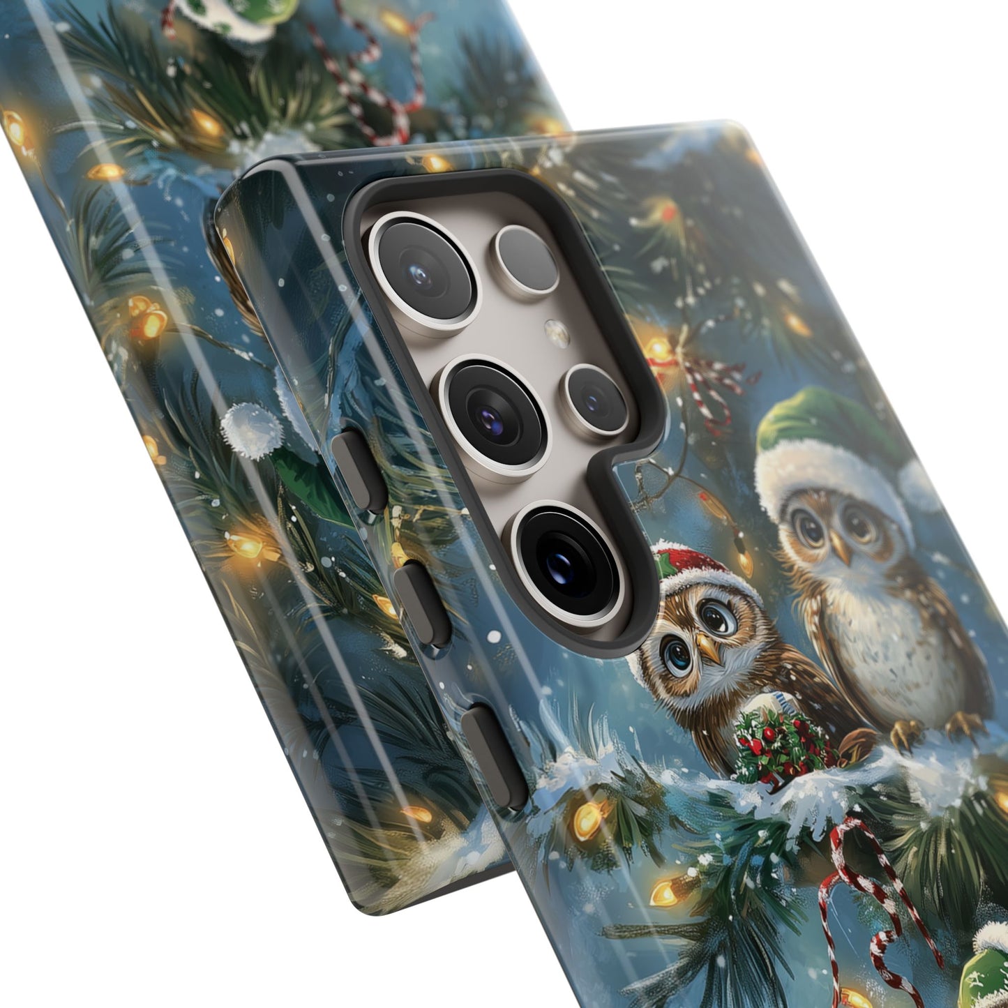 Christmas Owls Phone Case – Festive Holiday Design with Cute Owls and Gift