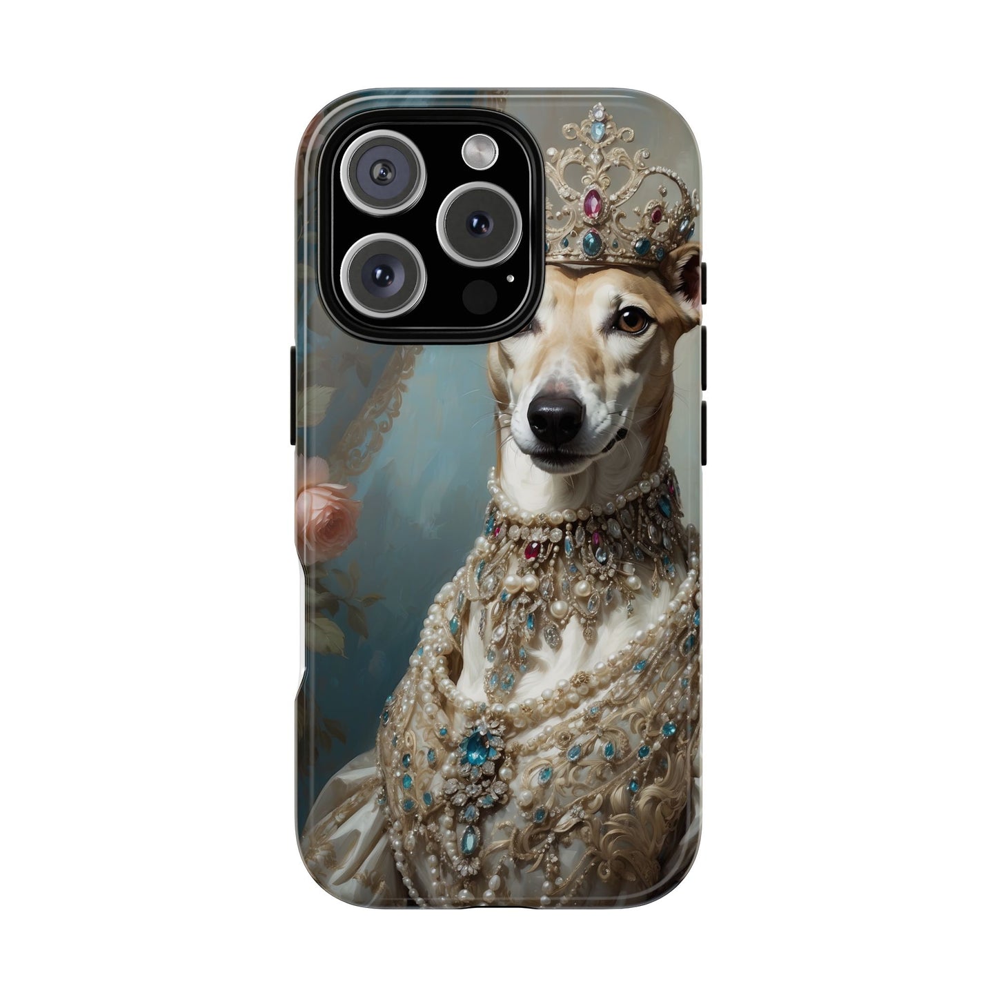 Tough Cases Regal Whippet: Elegance in Pearls and Jewels