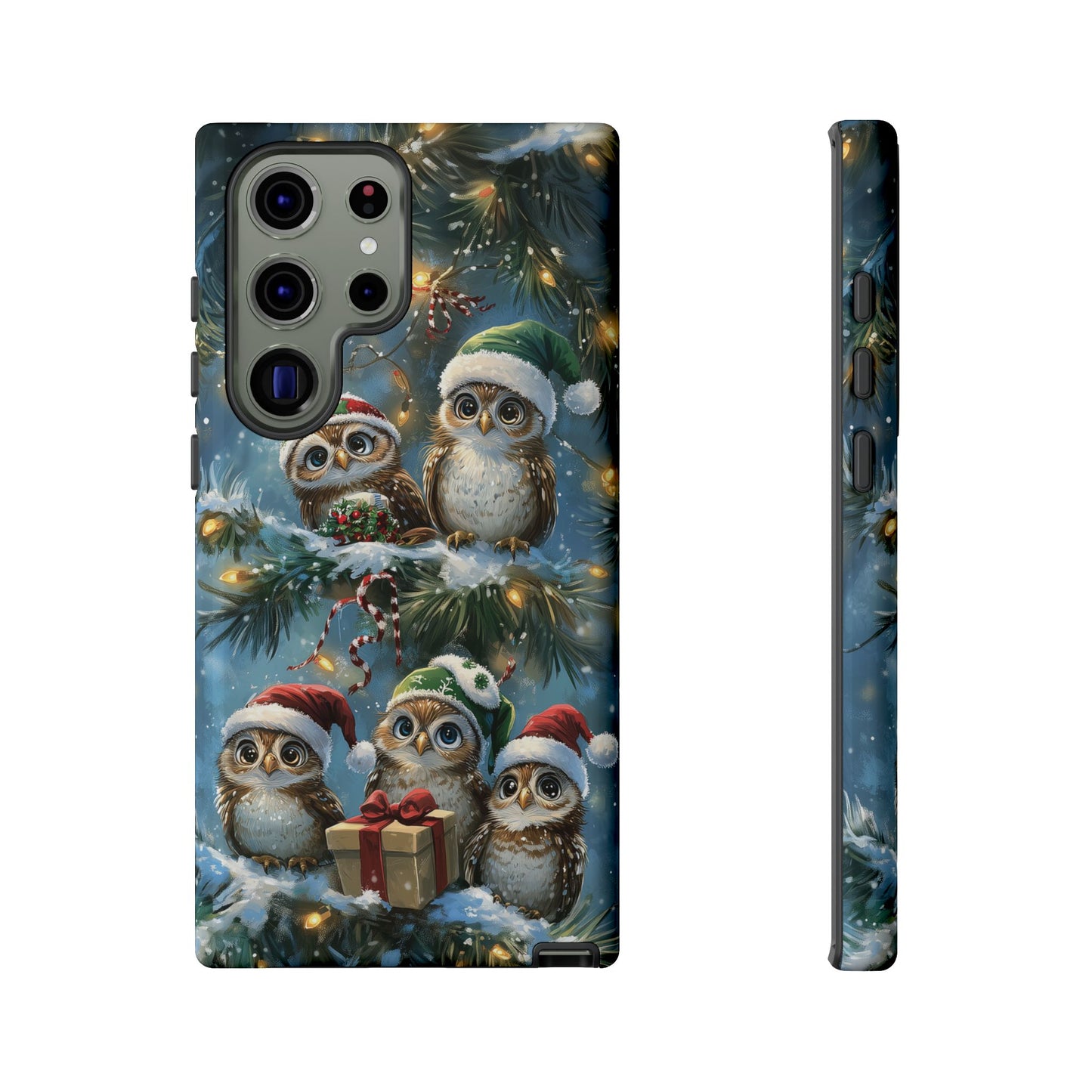 Christmas Owls Phone Case – Festive Holiday Design with Cute Owls and Gift