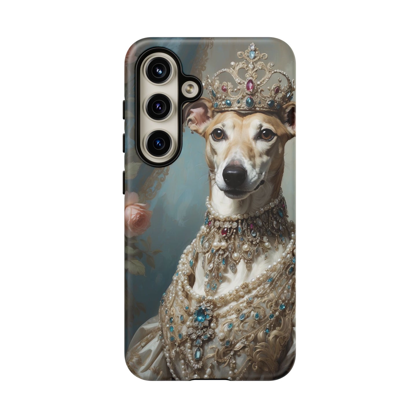 Tough Cases Regal Whippet: Elegance in Pearls and Jewels