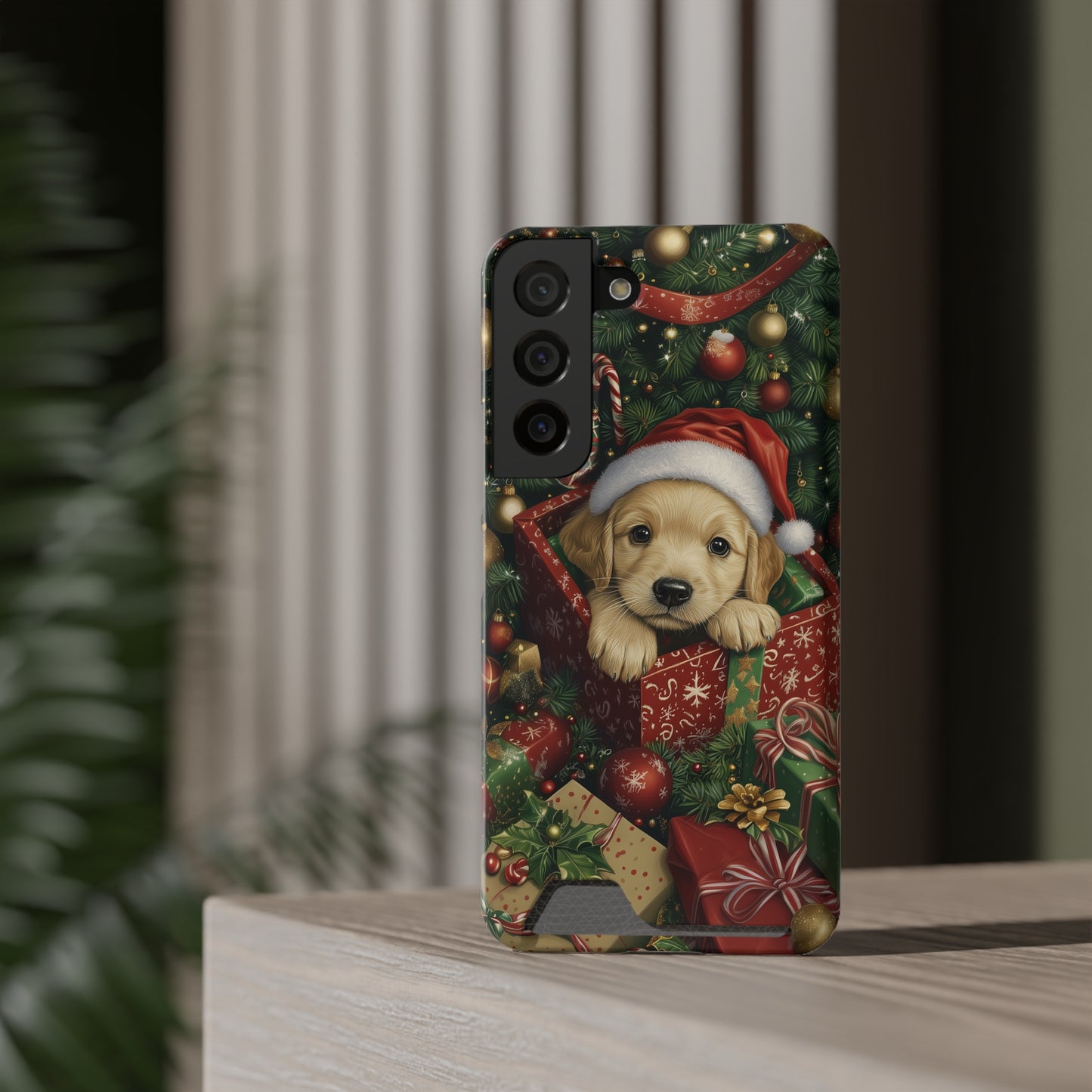 Christmas Puppy – Festive Holiday Design with Adorable Golden Retriever Phone Case With Card Holder