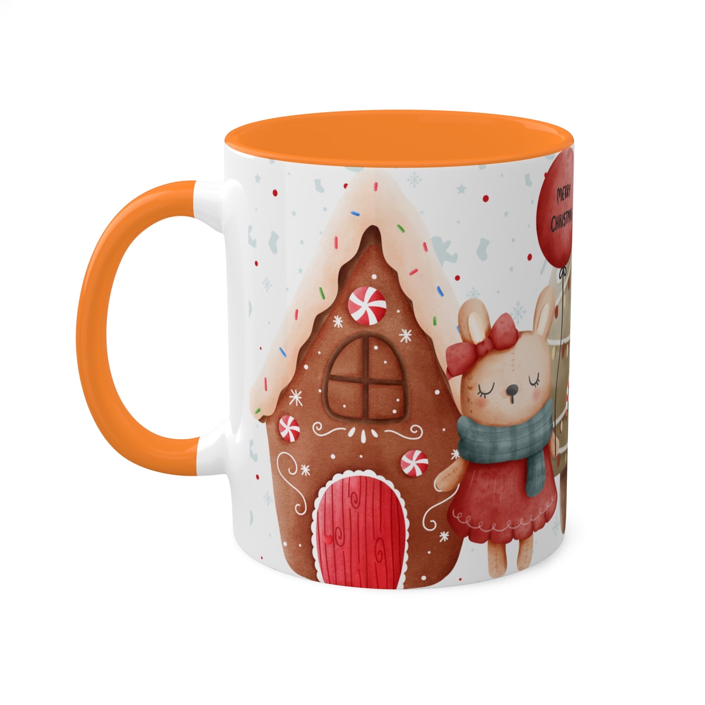 Festive Christmas Mug with Adorable Bear, Hedgehog, and Gingerbread Design – Holiday Coffee Cup