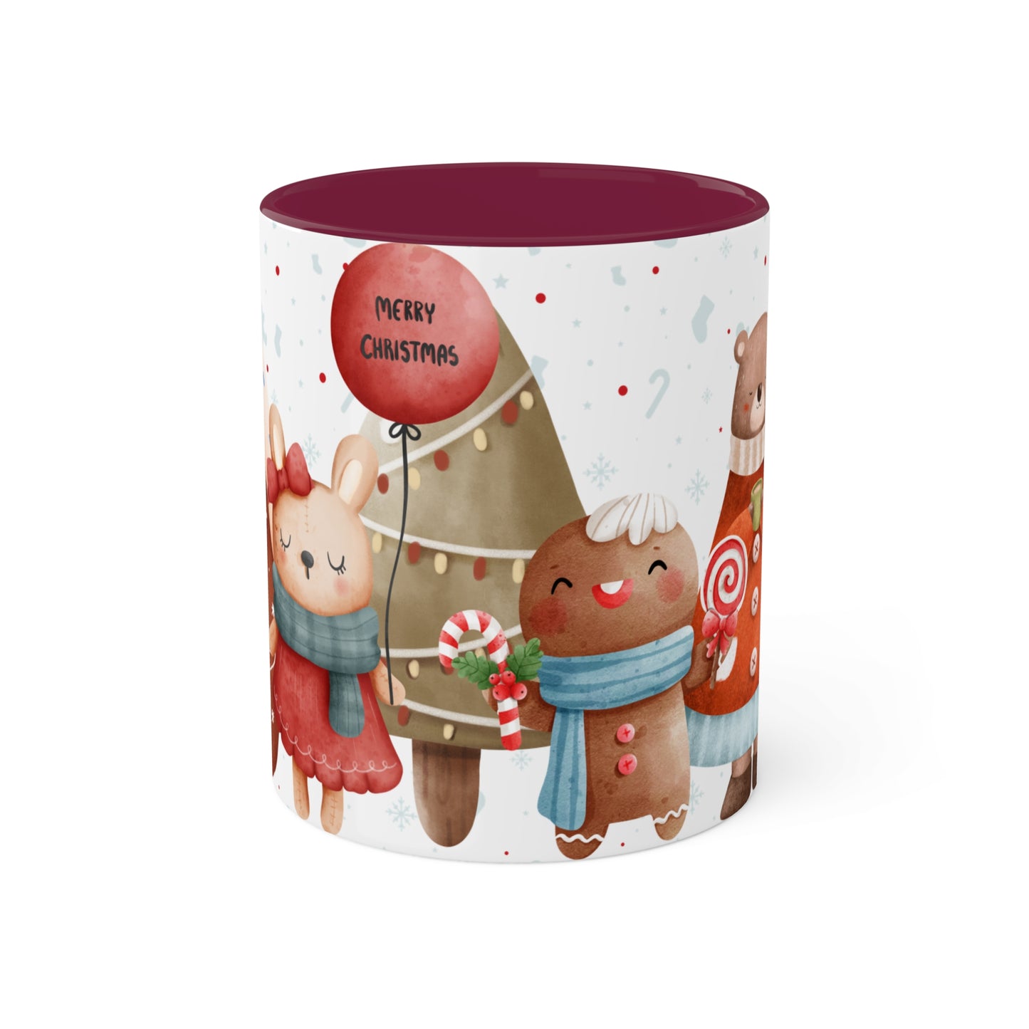 Festive Christmas Mug with Adorable Bear, Hedgehog, and Gingerbread Design – Holiday Coffee Cup