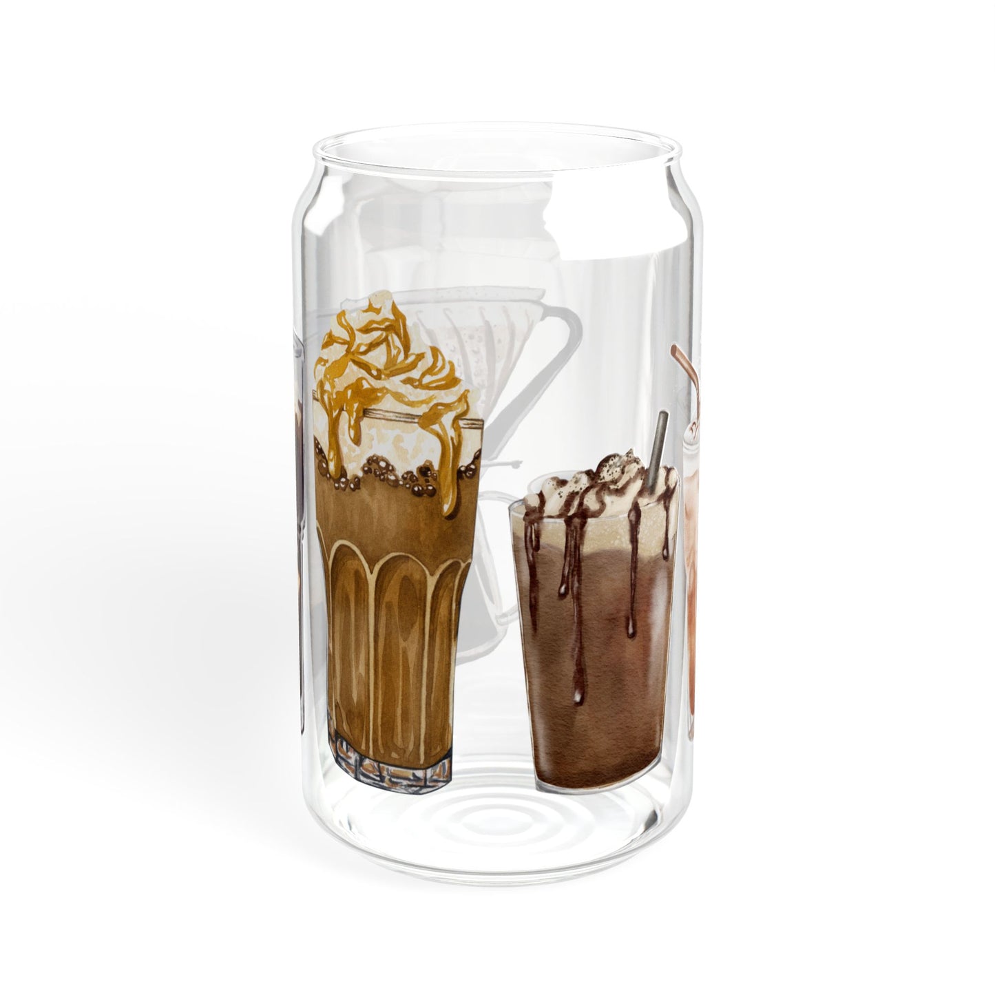 Eco-Friendly Glass Tumbler with Bamboo Lid & Straw – Coffee Brewing Art Design, 16oz