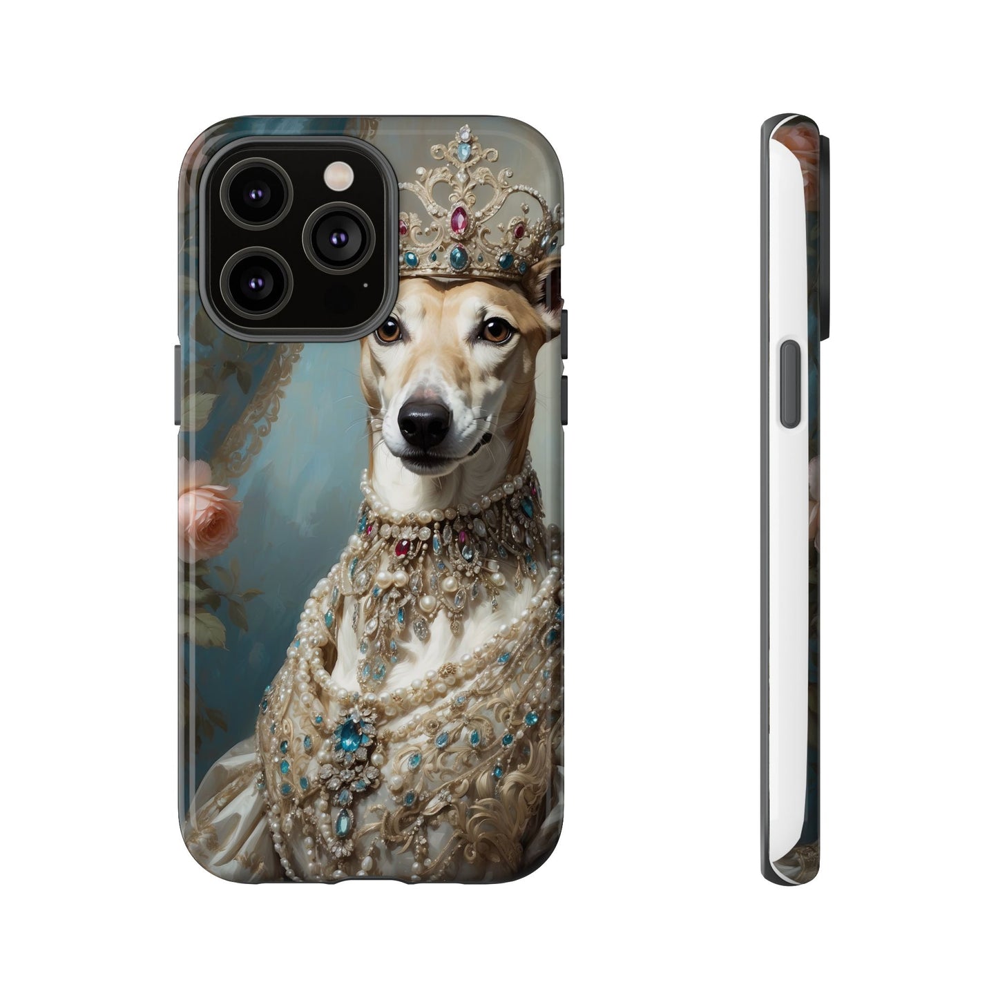 Tough Cases Regal Whippet: Elegance in Pearls and Jewels