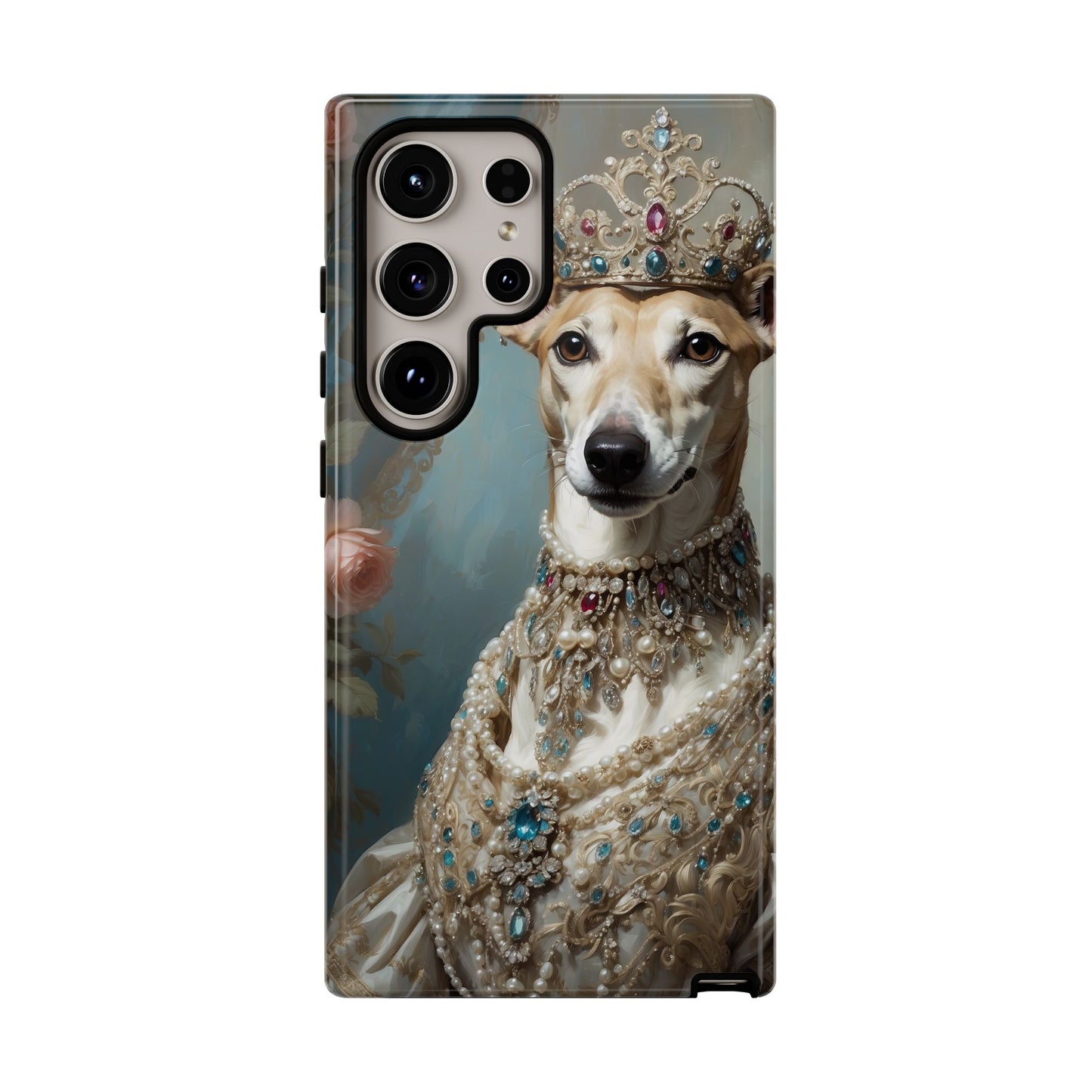 Tough Cases Regal Whippet: Elegance in Pearls and Jewels