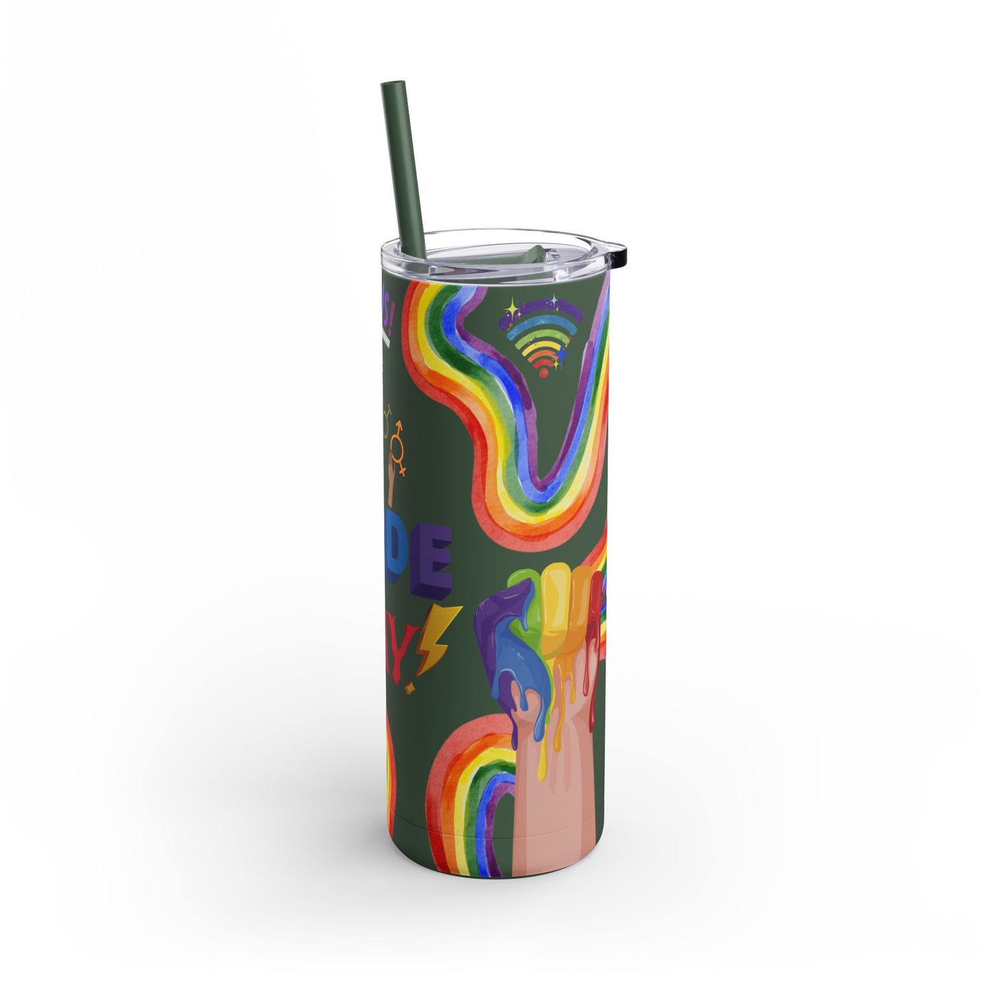 LGBTQ+ Pride Skinny Tumbler - Rainbow Love Wins Design Matte Tumbler, 20oz