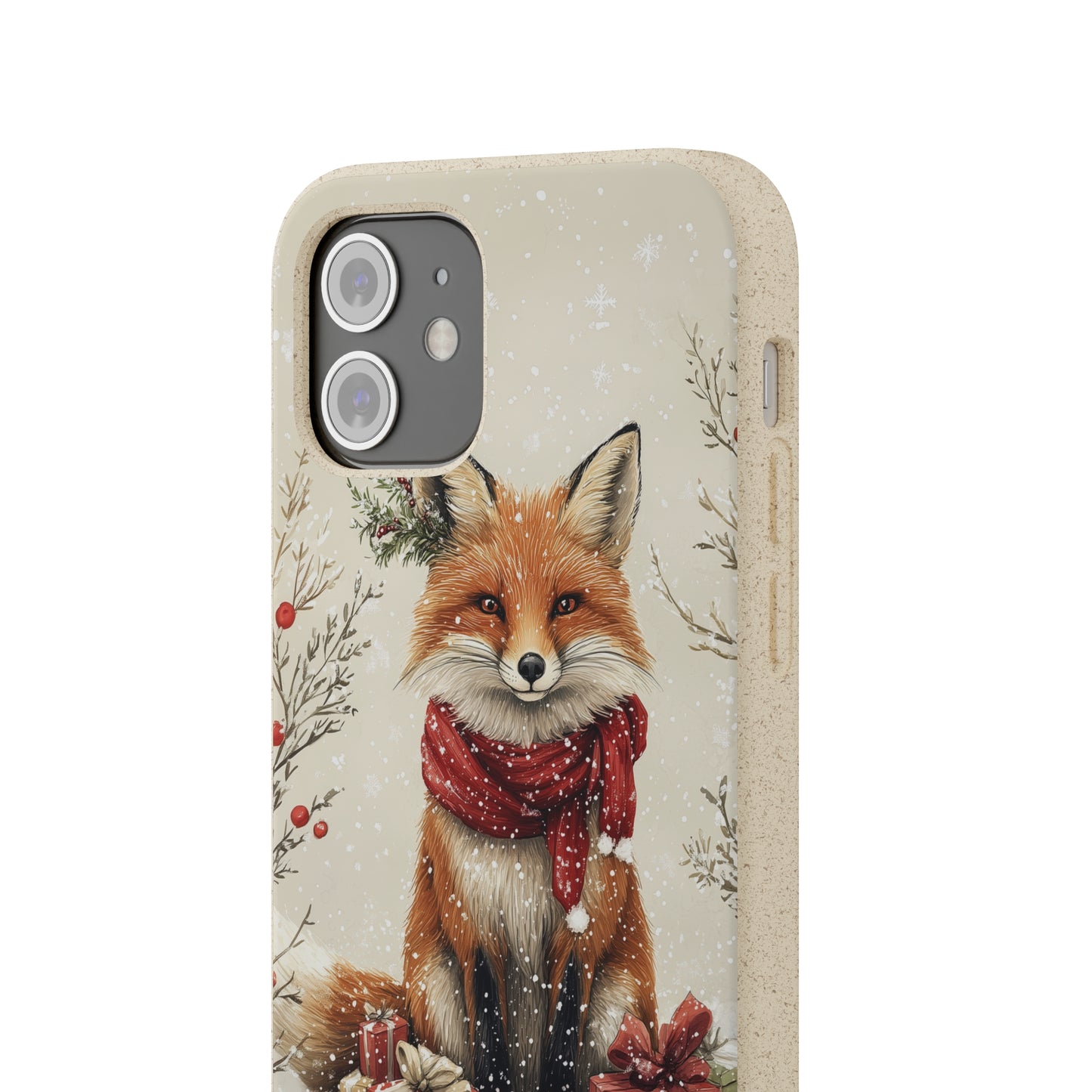 Christmas Fox Phone Case – Festive Holiday Design with Cute Fox and Gift Boxes - Biodegradable Cases