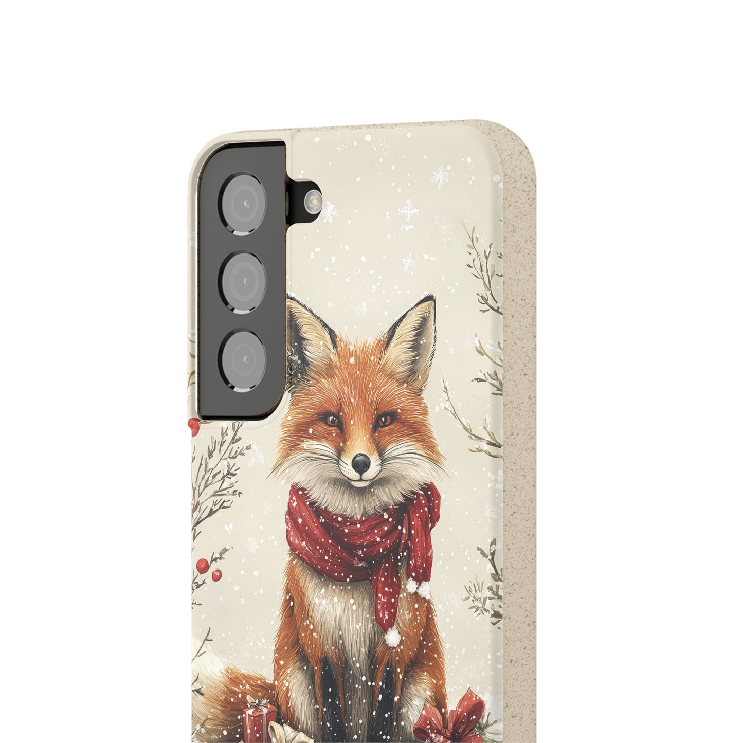 Christmas Fox Phone Case – Festive Holiday Design with Cute Fox and Gift Boxes - Biodegradable Cases