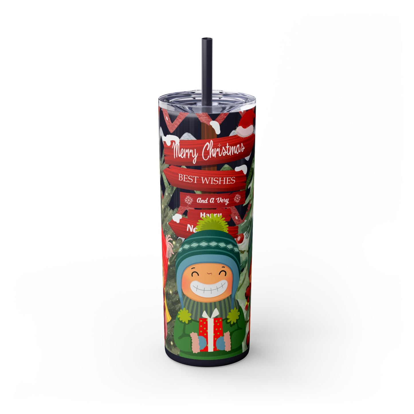 Christmas Stainless Steel Tumbler with Festive Design – Insulated Travel Cup, 20oz