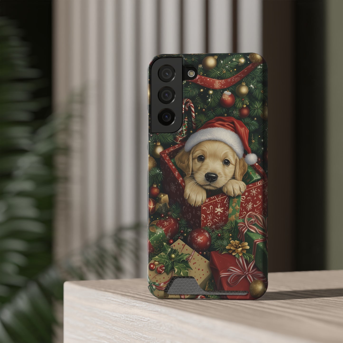 Christmas Puppy – Festive Holiday Design with Adorable Golden Retriever Phone Case With Card Holder