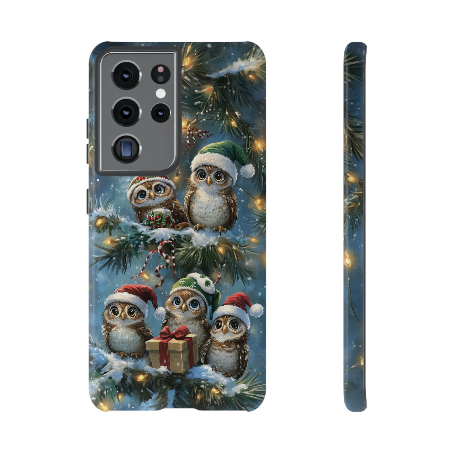 Christmas Owls Phone Case – Festive Holiday Design with Cute Owls and Gift