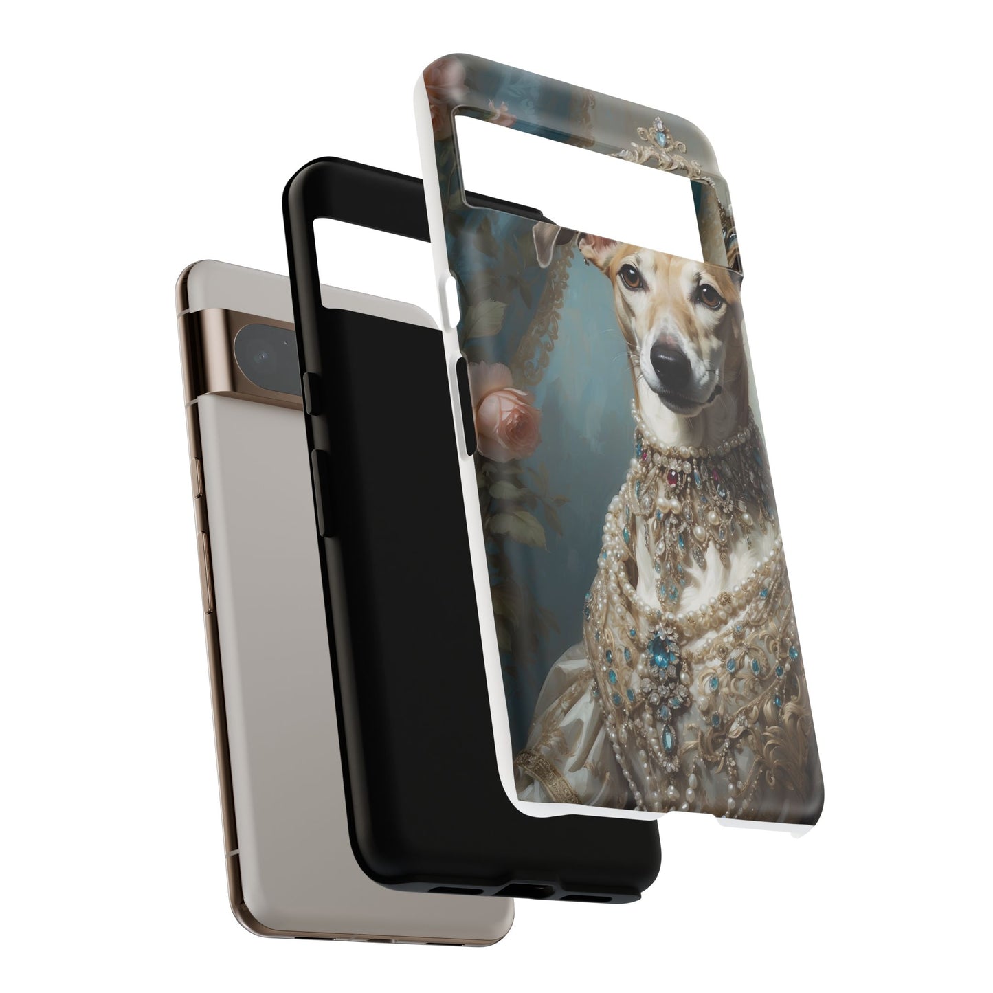 Tough Cases Regal Whippet: Elegance in Pearls and Jewels