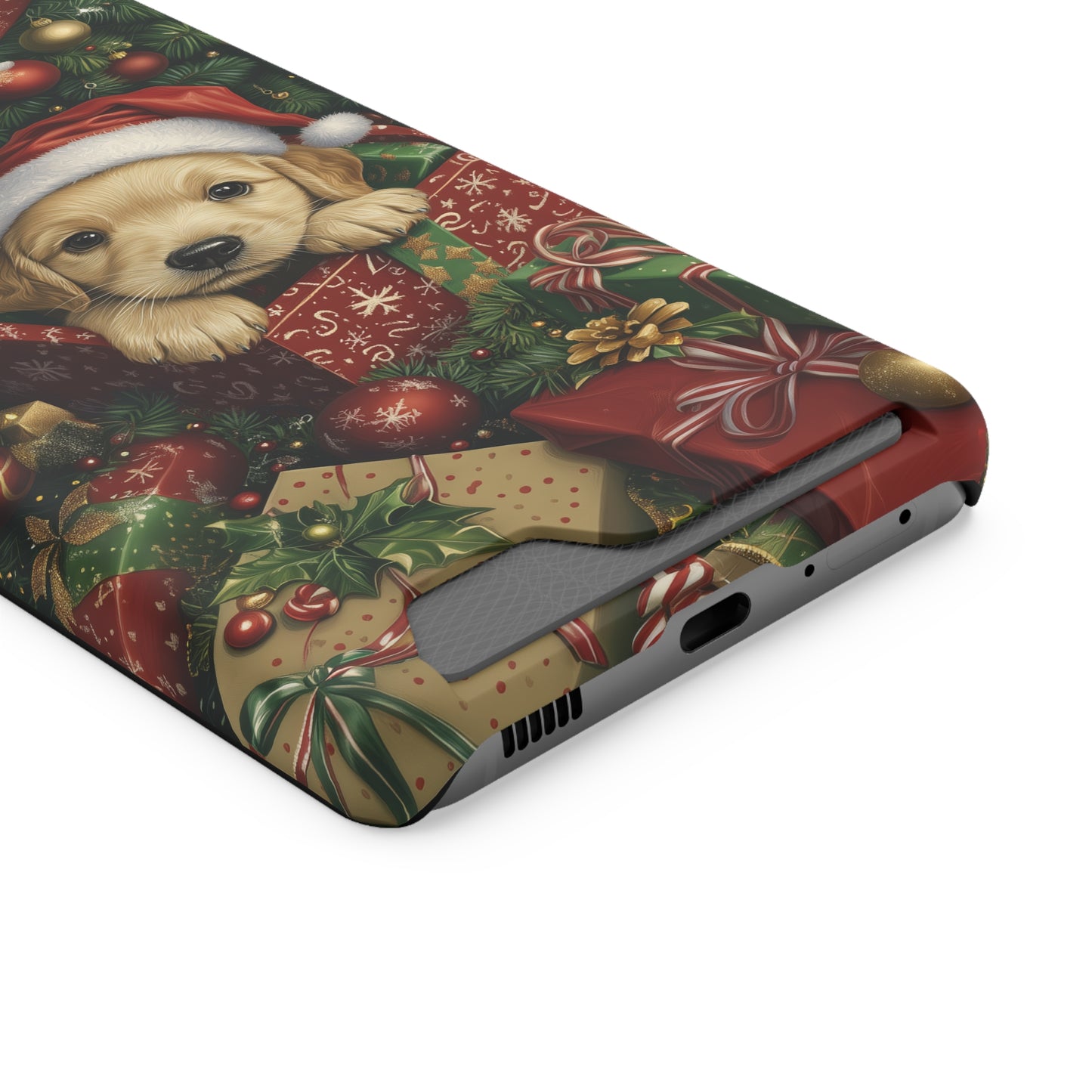 Christmas Puppy – Festive Holiday Design with Adorable Golden Retriever Phone Case With Card Holder