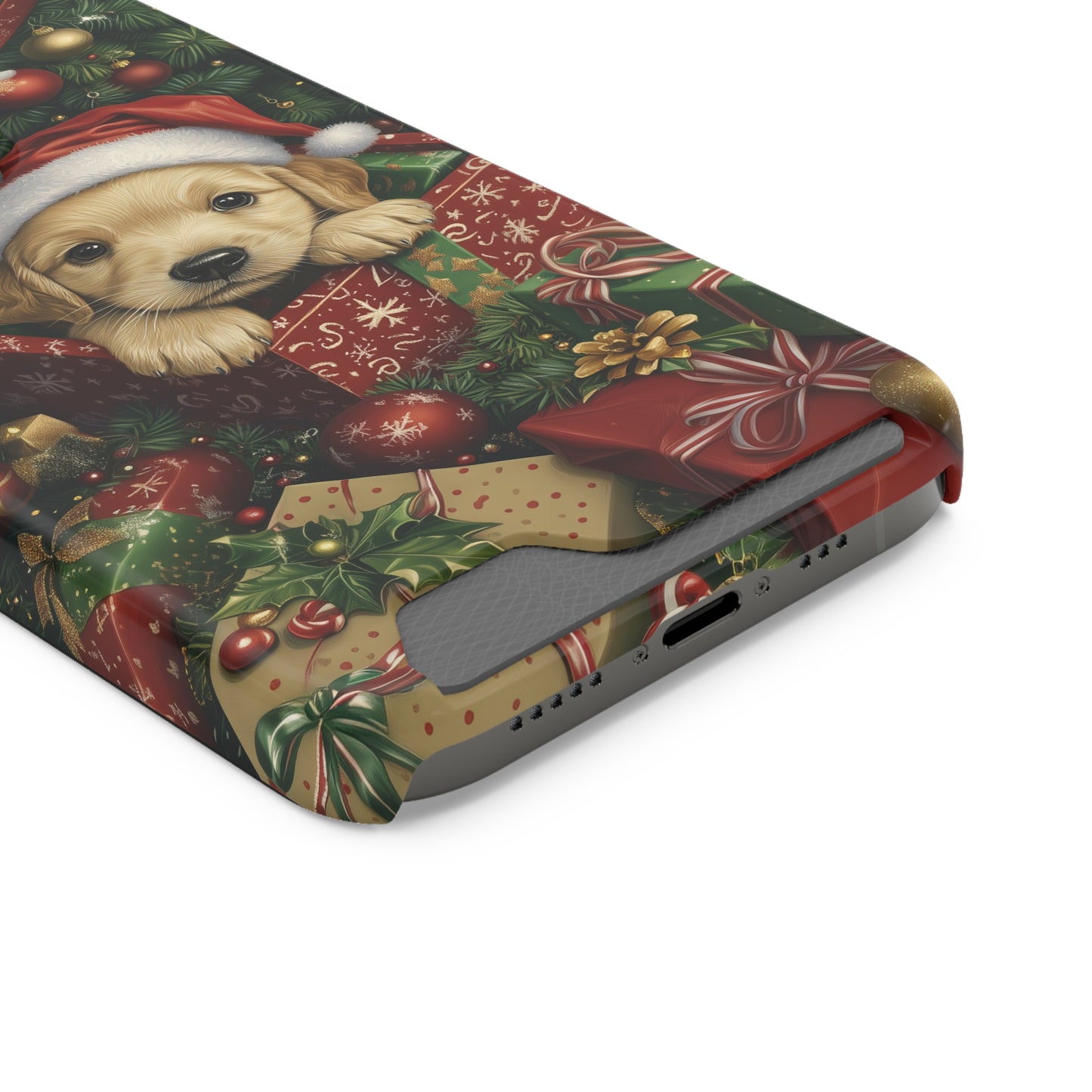 Christmas Puppy – Festive Holiday Design with Adorable Golden Retriever Phone Case With Card Holder