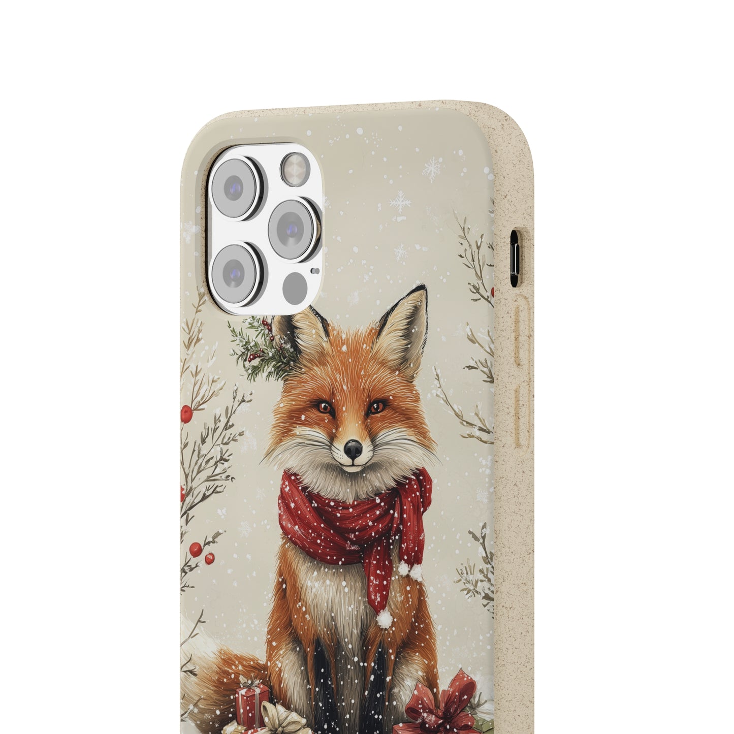 Christmas Fox Phone Case – Festive Holiday Design with Cute Fox and Gift Boxes - Biodegradable Cases