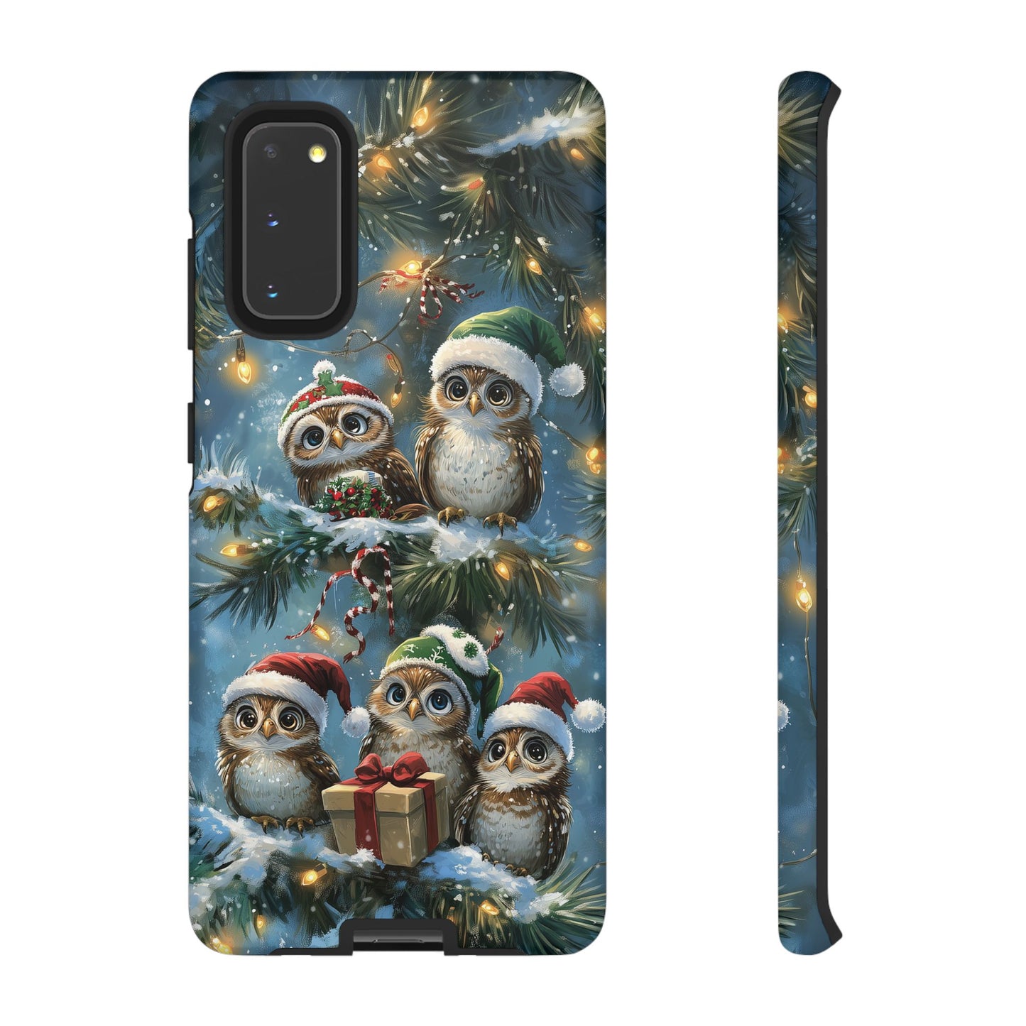 Christmas Owls Phone Case – Festive Holiday Design with Cute Owls and Gift