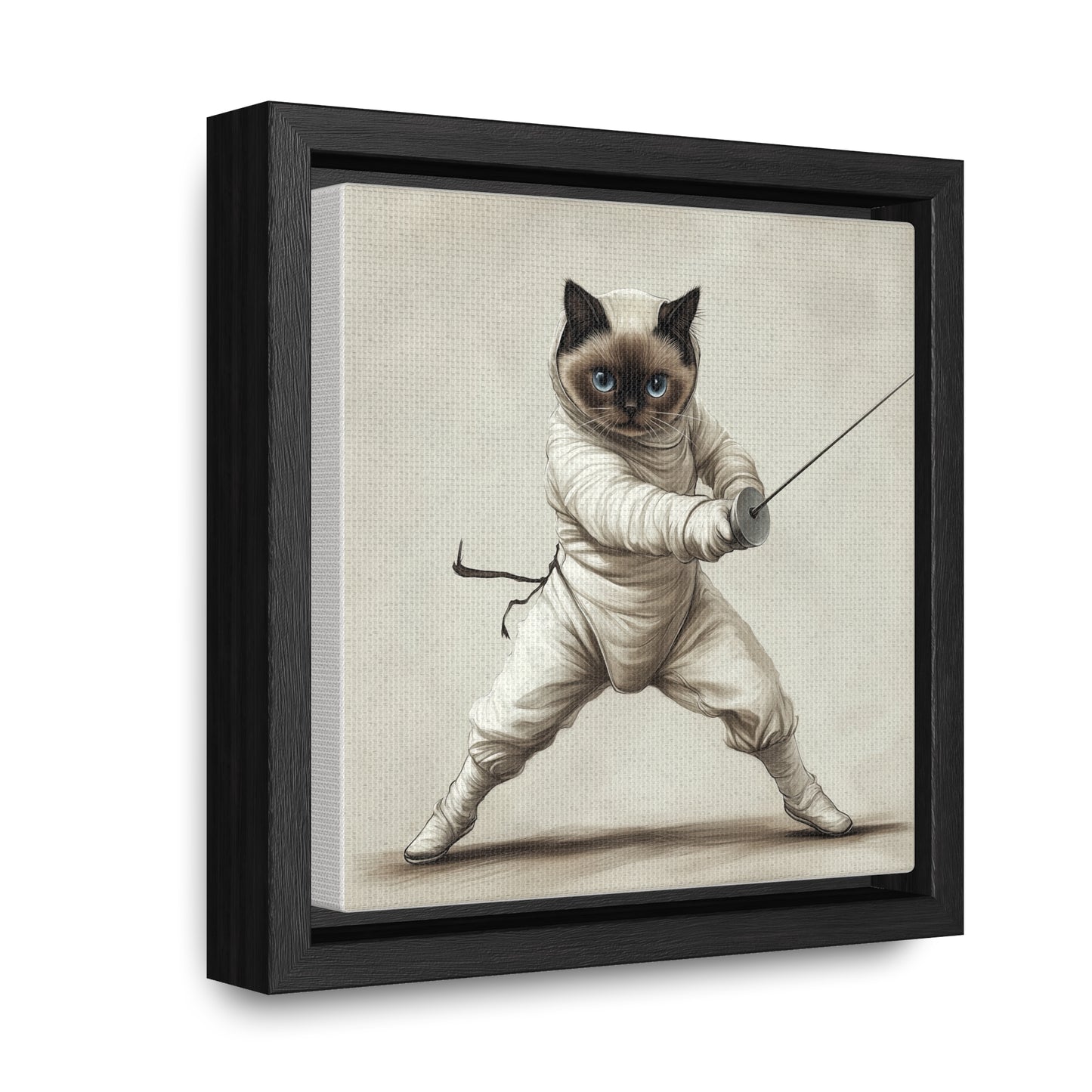 Gallery Canvas Wraps, Square Frame Ragdoll Cat Fencing Duel Illustration