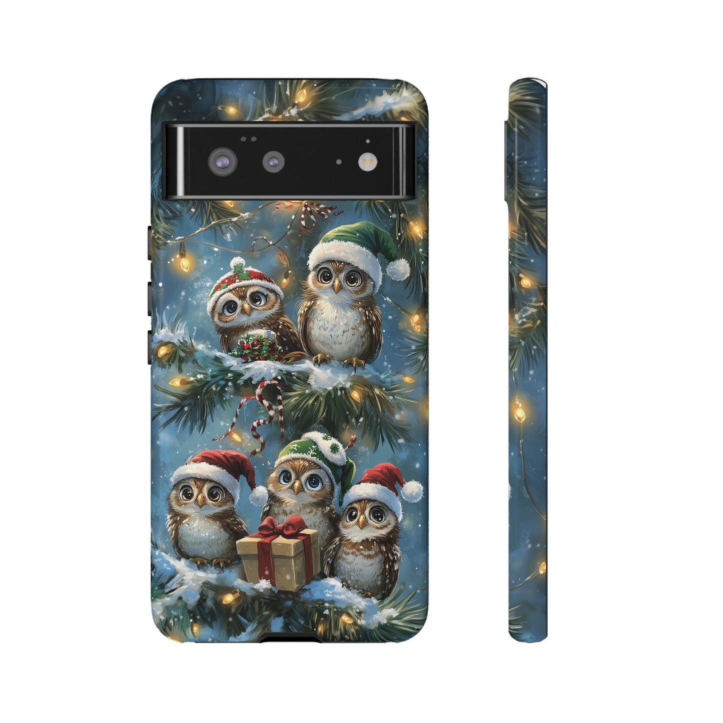 Christmas Owls Phone Case – Festive Holiday Design with Cute Owls and Gift