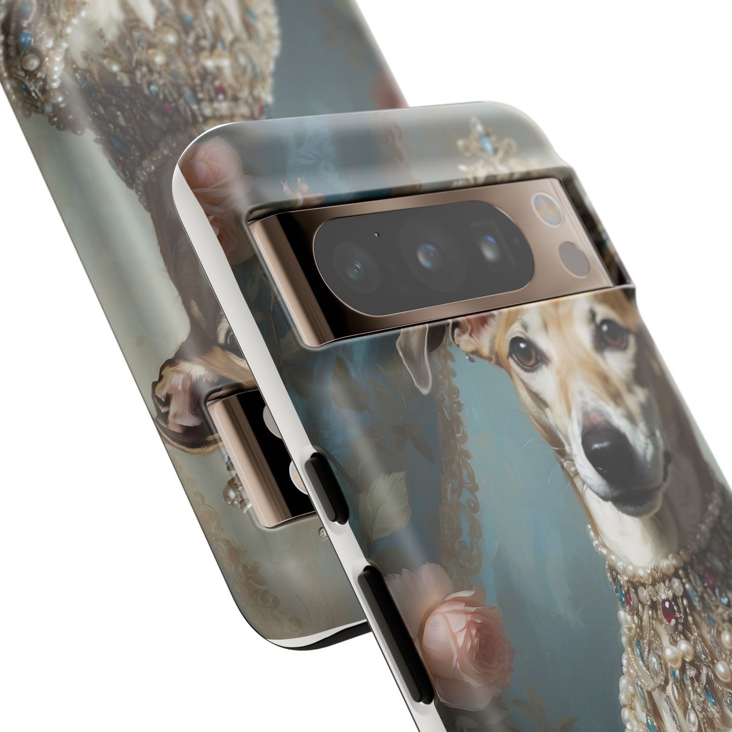 Tough Cases Regal Whippet: Elegance in Pearls and Jewels