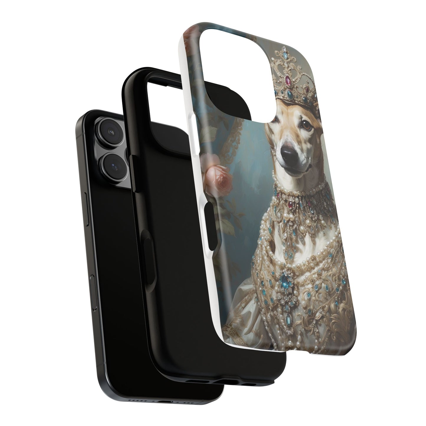 Tough Cases Regal Whippet: Elegance in Pearls and Jewels