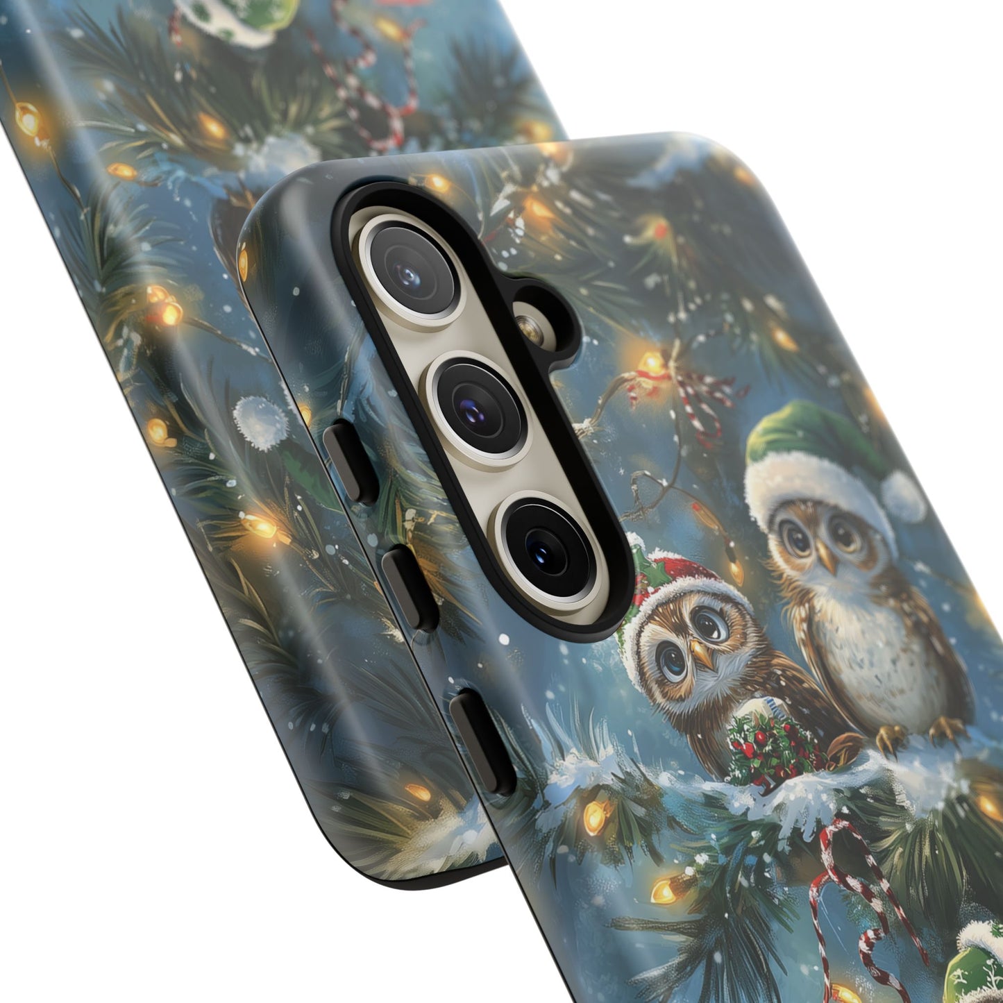 Christmas Owls Phone Case – Festive Holiday Design with Cute Owls and Gift