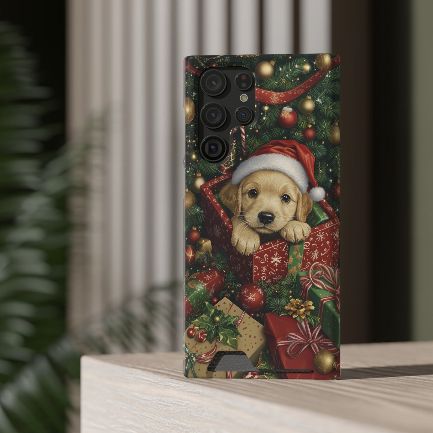 Christmas Puppy – Festive Holiday Design with Adorable Golden Retriever Phone Case With Card Holder