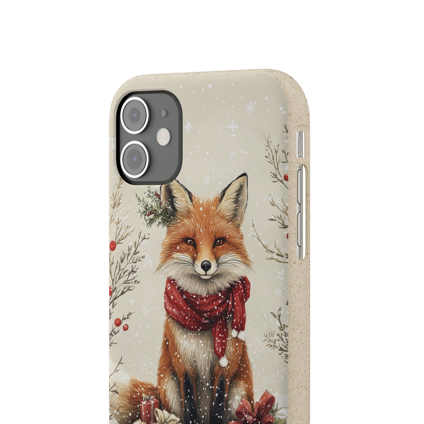 Christmas Fox Phone Case – Festive Holiday Design with Cute Fox and Gift Boxes - Biodegradable Cases