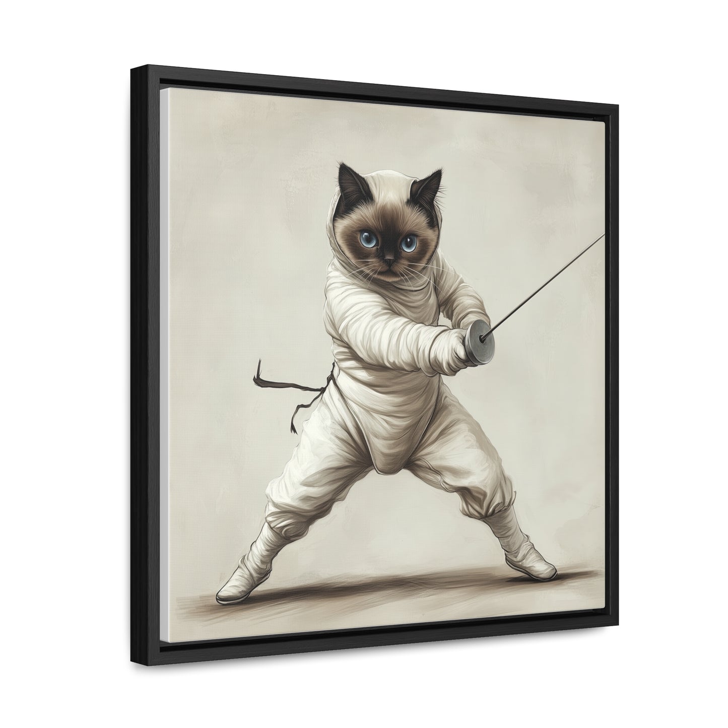 Gallery Canvas Wraps, Square Frame Ragdoll Cat Fencing Duel Illustration