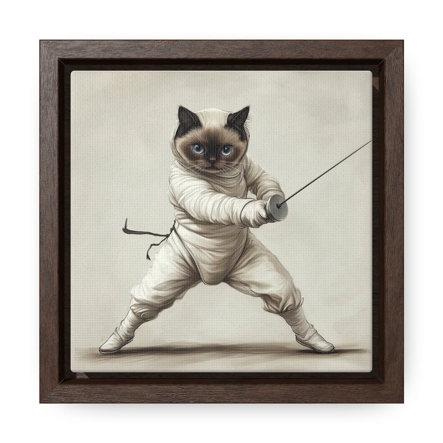 Gallery Canvas Wraps, Square Frame Ragdoll Cat Fencing Duel Illustration