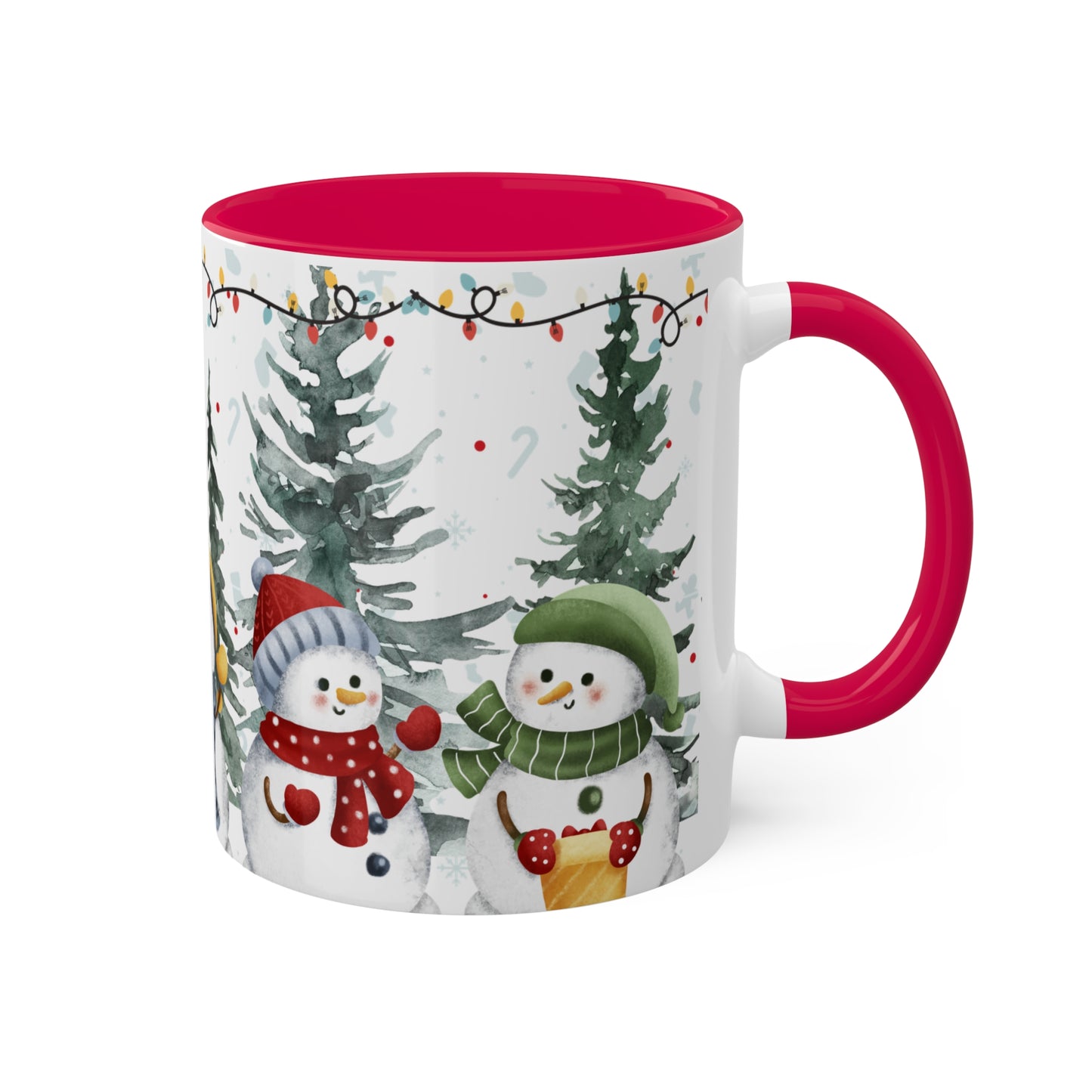 Snowman Christmas Mug with Winter Forest Scene – Holiday Coffee Mug