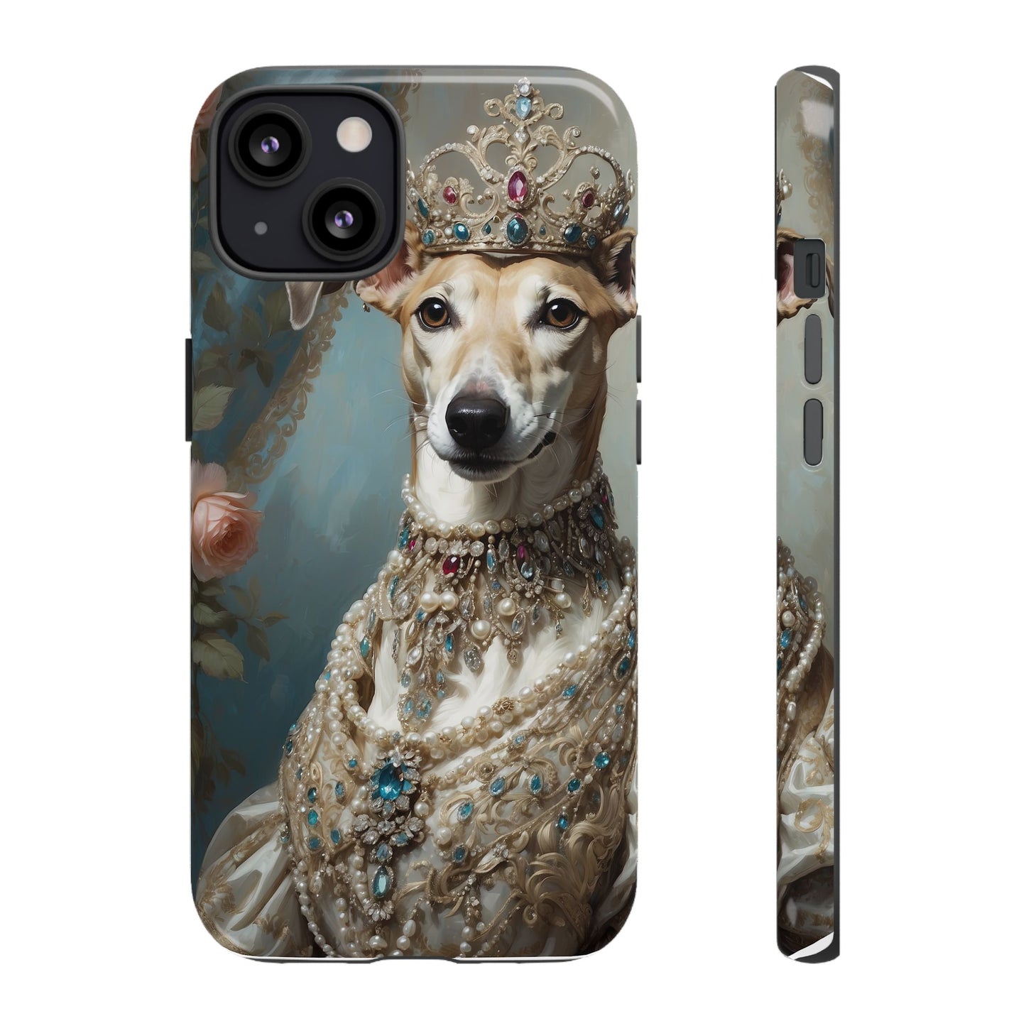 Tough Cases Regal Whippet: Elegance in Pearls and Jewels