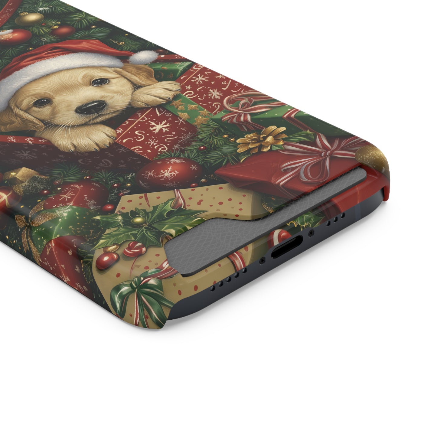 Christmas Puppy – Festive Holiday Design with Adorable Golden Retriever Phone Case With Card Holder