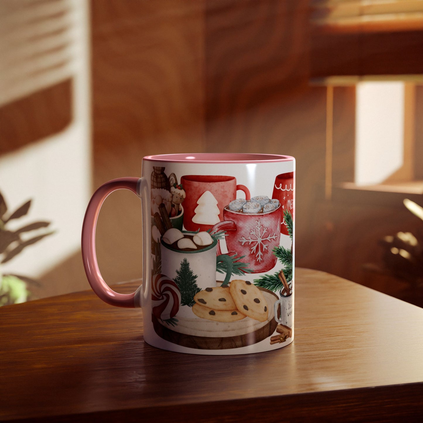 Cozy Christmas Mug with Hot Cocoa and Cookies Design – Perfect Holiday Gift