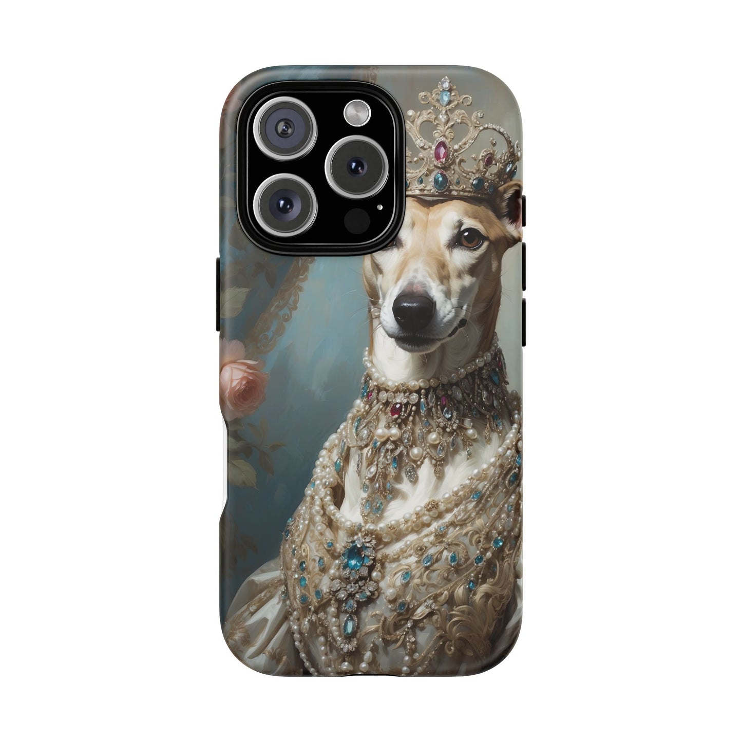 Tough Cases Regal Whippet: Elegance in Pearls and Jewels