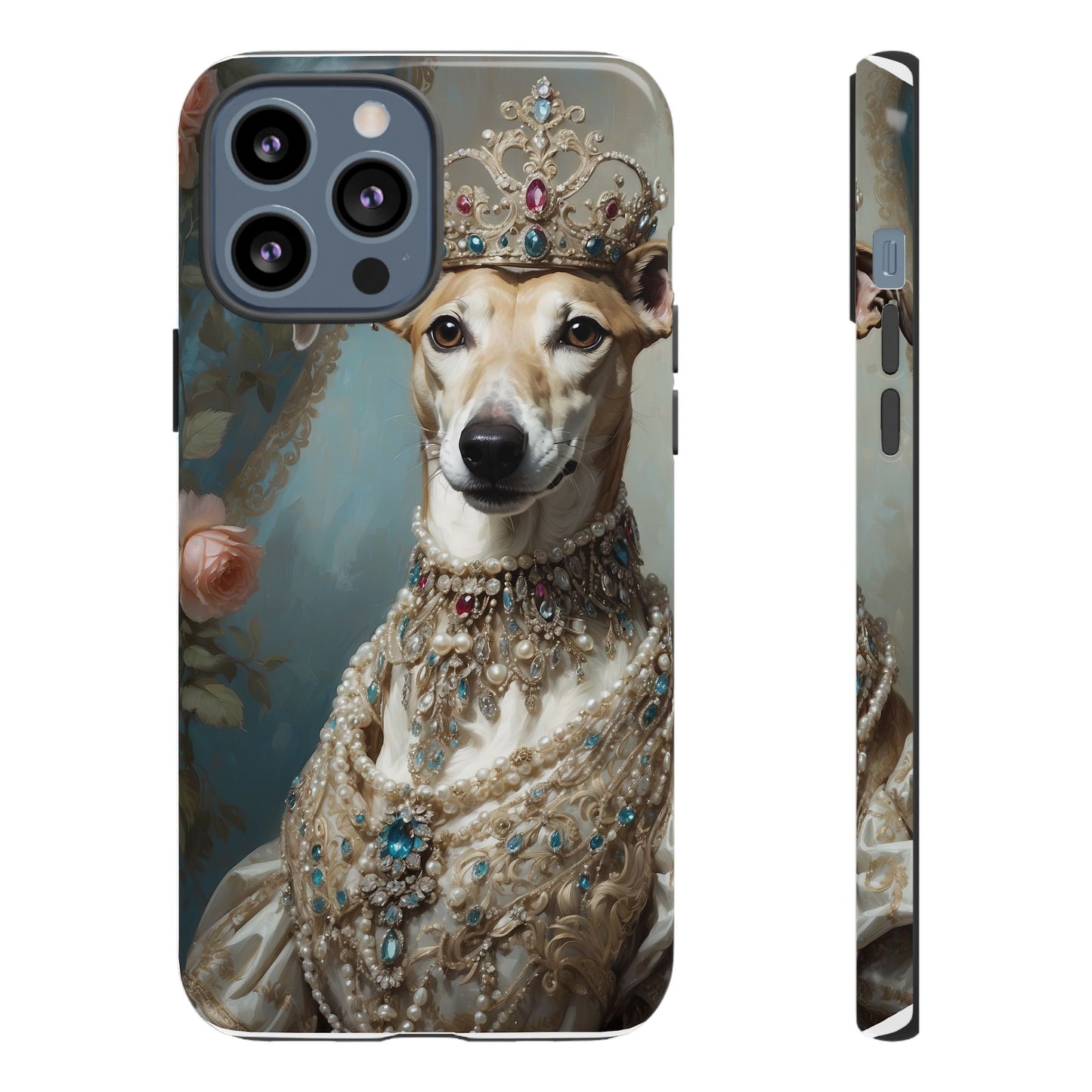 Tough Cases Regal Whippet: Elegance in Pearls and Jewels