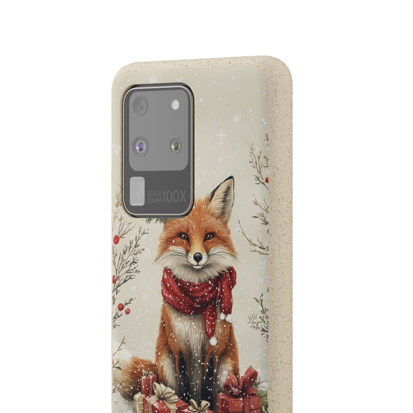 Christmas Fox Phone Case – Festive Holiday Design with Cute Fox and Gift Boxes - Biodegradable Cases