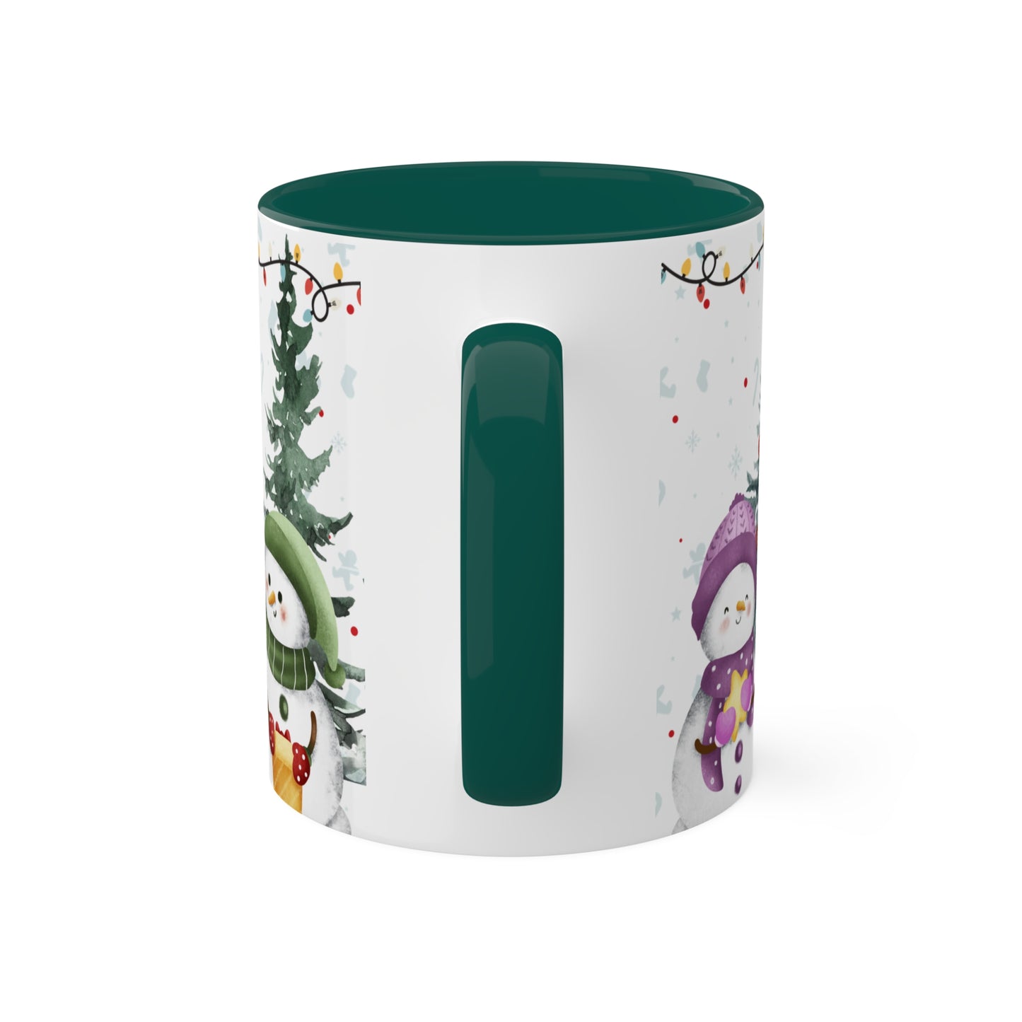 Snowman Christmas Mug with Winter Forest Scene – Holiday Coffee Mug