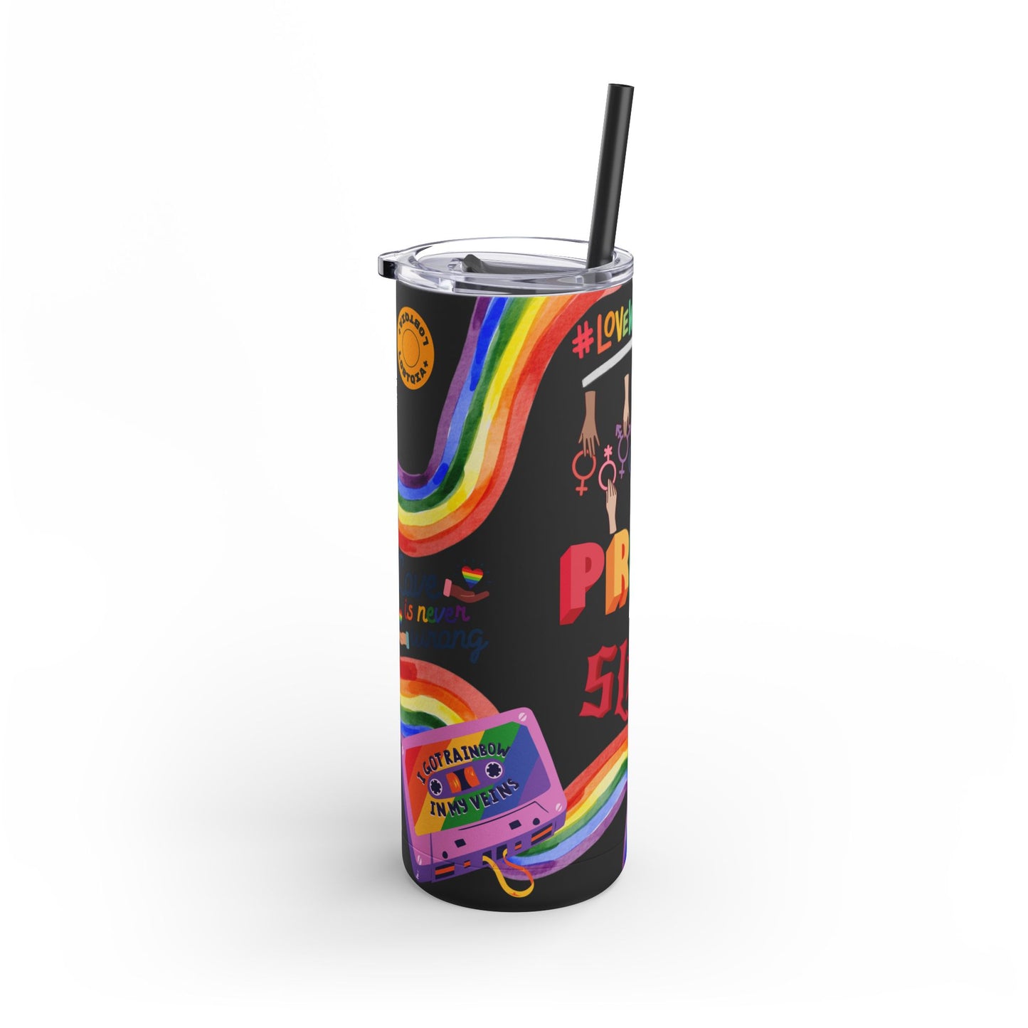 LGBTQ+ Pride Skinny Tumbler - Rainbow Love Wins Design Matte Tumbler, 20oz