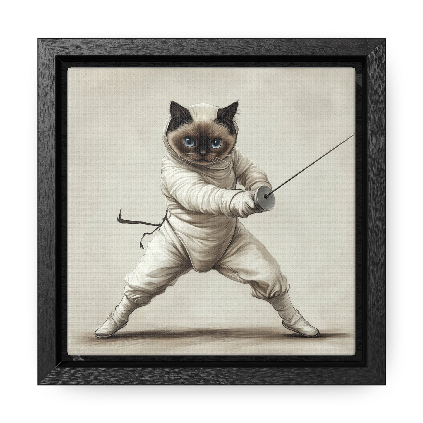 Gallery Canvas Wraps, Square Frame Ragdoll Cat Fencing Duel Illustration