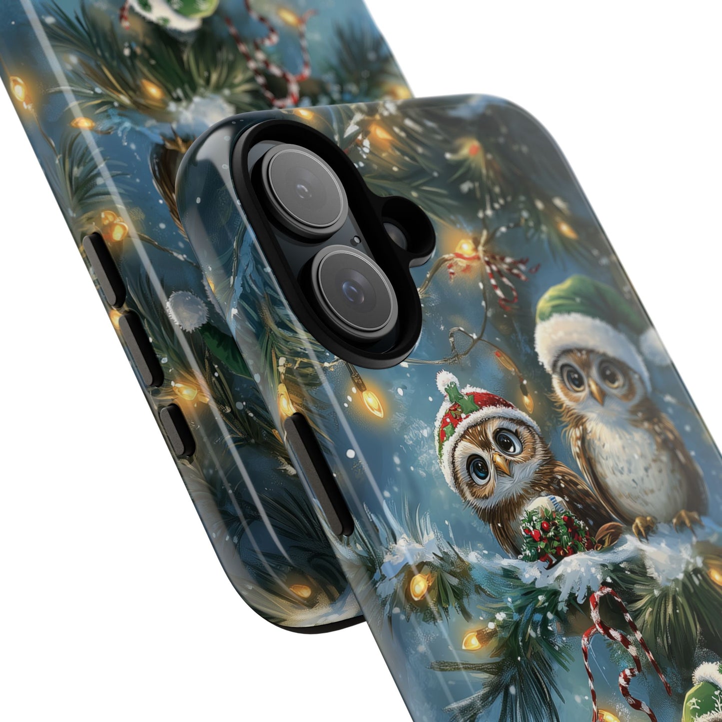 Christmas Owls Phone Case – Festive Holiday Design with Cute Owls and Gift