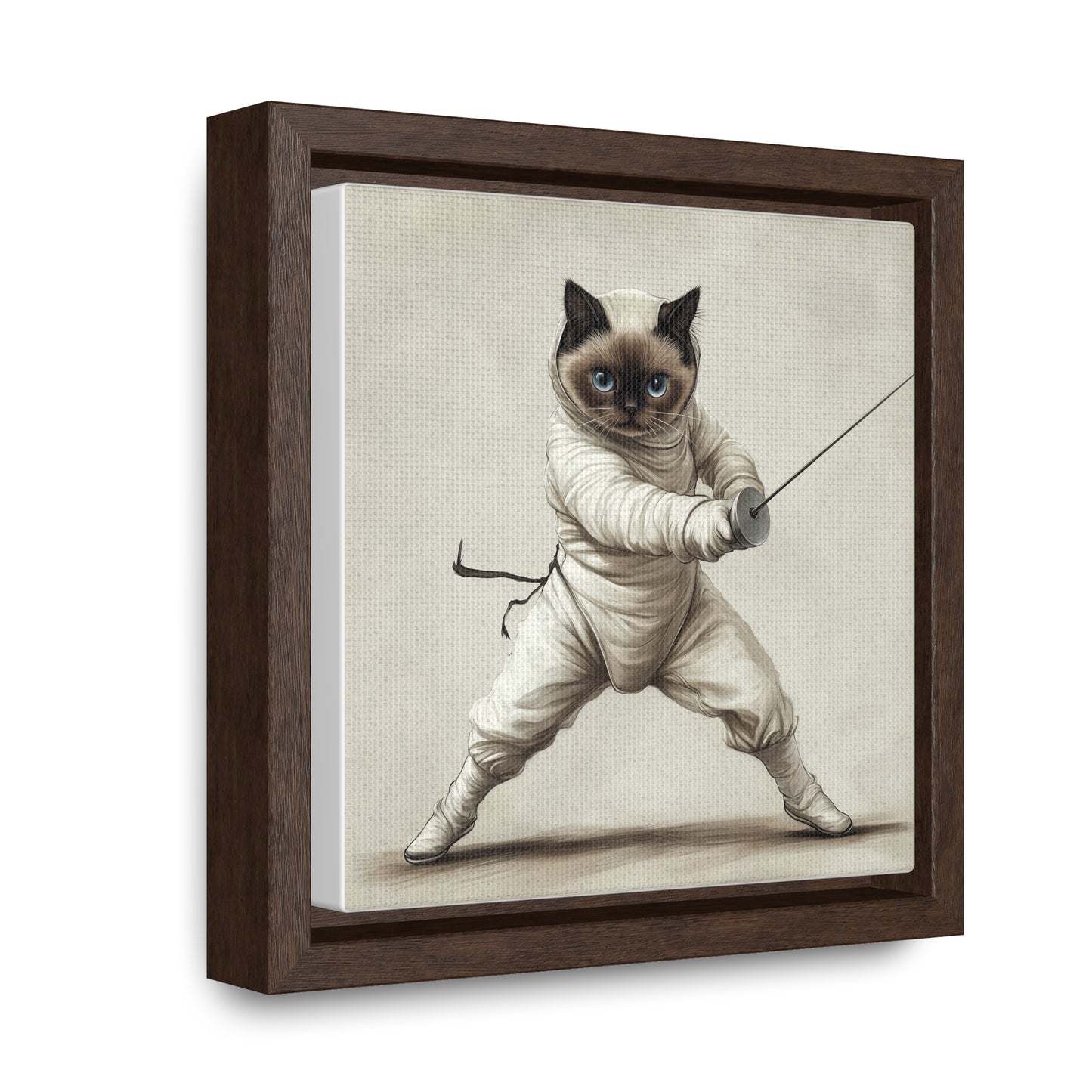 Gallery Canvas Wraps, Square Frame Ragdoll Cat Fencing Duel Illustration