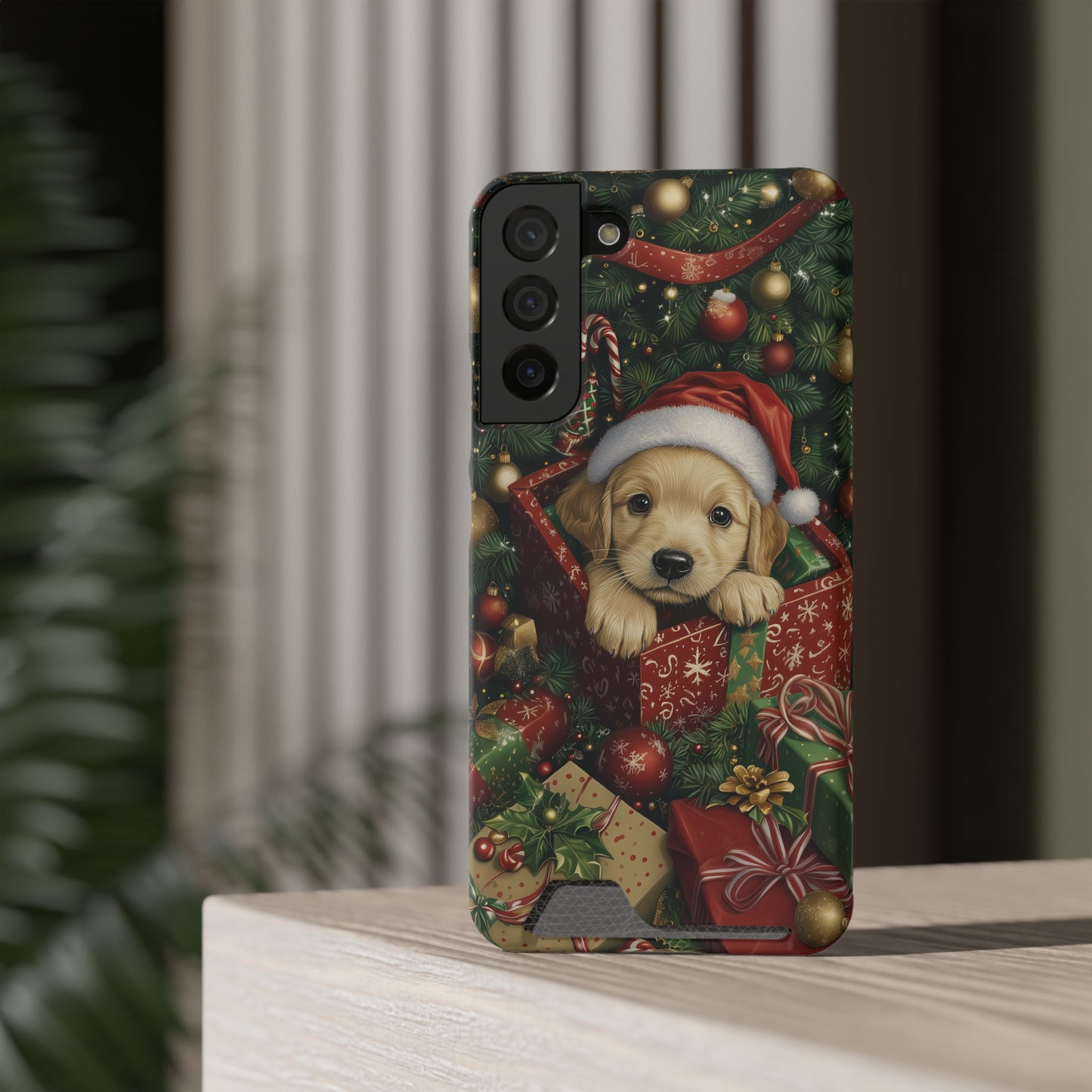 Christmas Puppy – Festive Holiday Design with Adorable Golden Retriever Phone Case With Card Holder