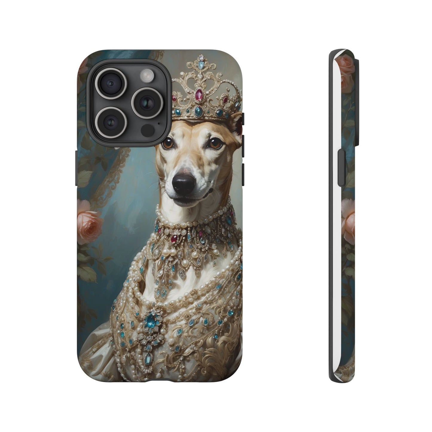 Tough Cases Regal Whippet: Elegance in Pearls and Jewels