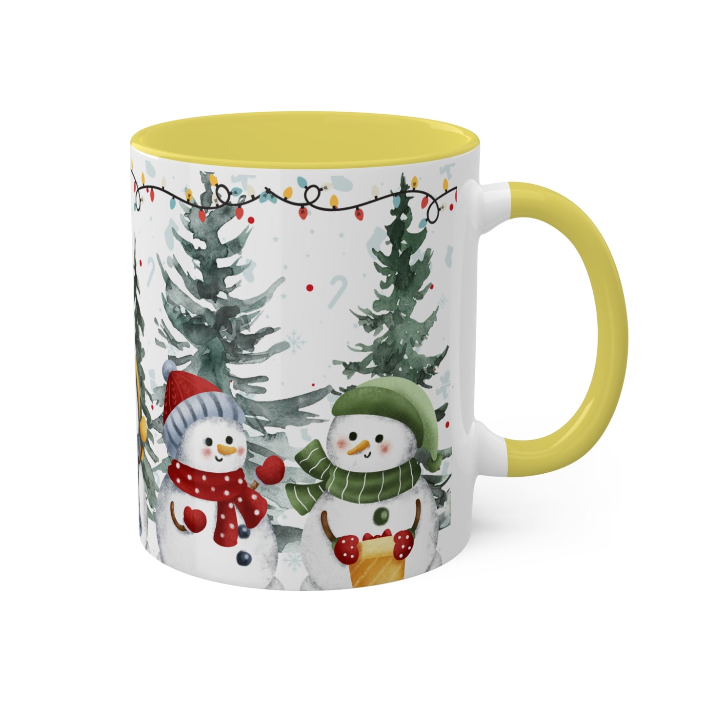 Snowman Christmas Mug with Winter Forest Scene – Holiday Coffee Mug