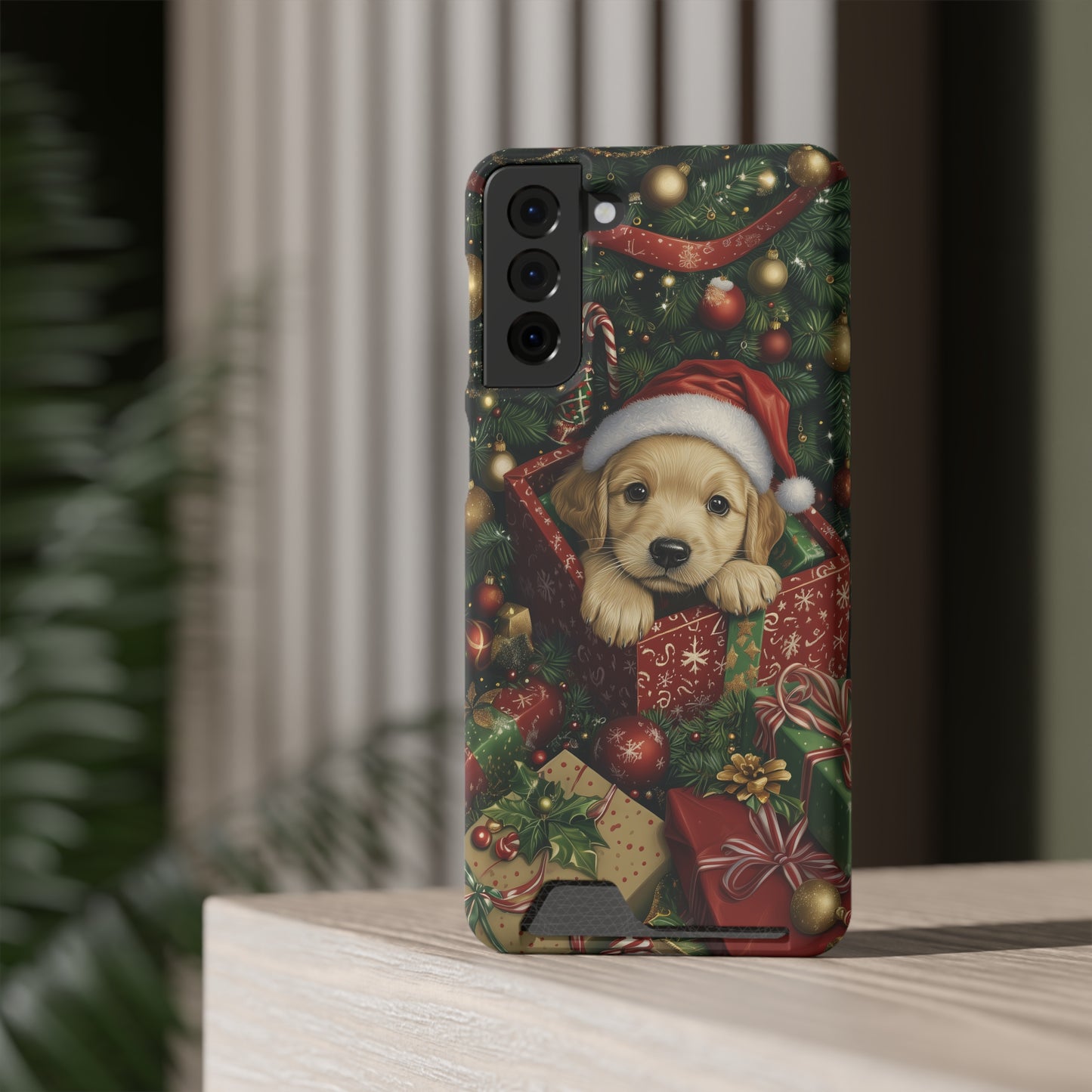 Christmas Puppy – Festive Holiday Design with Adorable Golden Retriever Phone Case With Card Holder