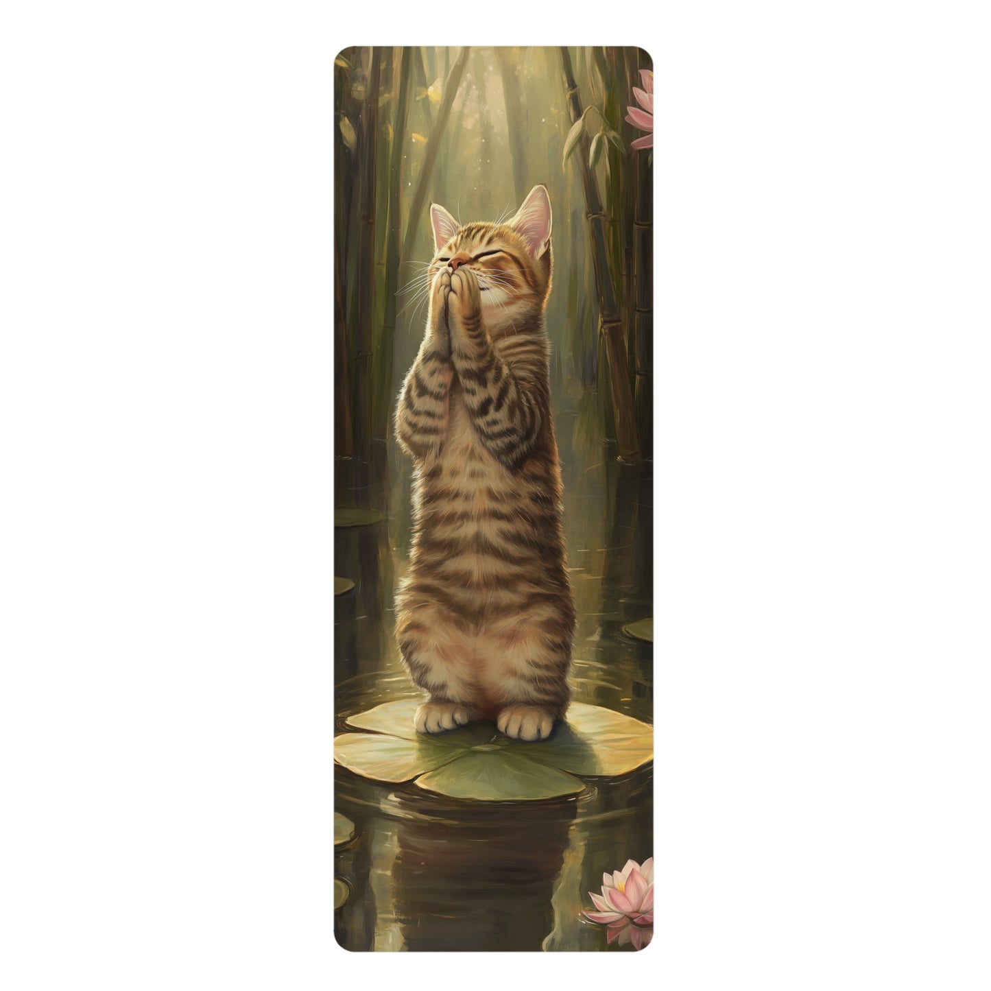 Eco-Friendly Rubber Yoga Mat with Meditative Cat Design – Non-Slip and Durable for Home & Studio Practice