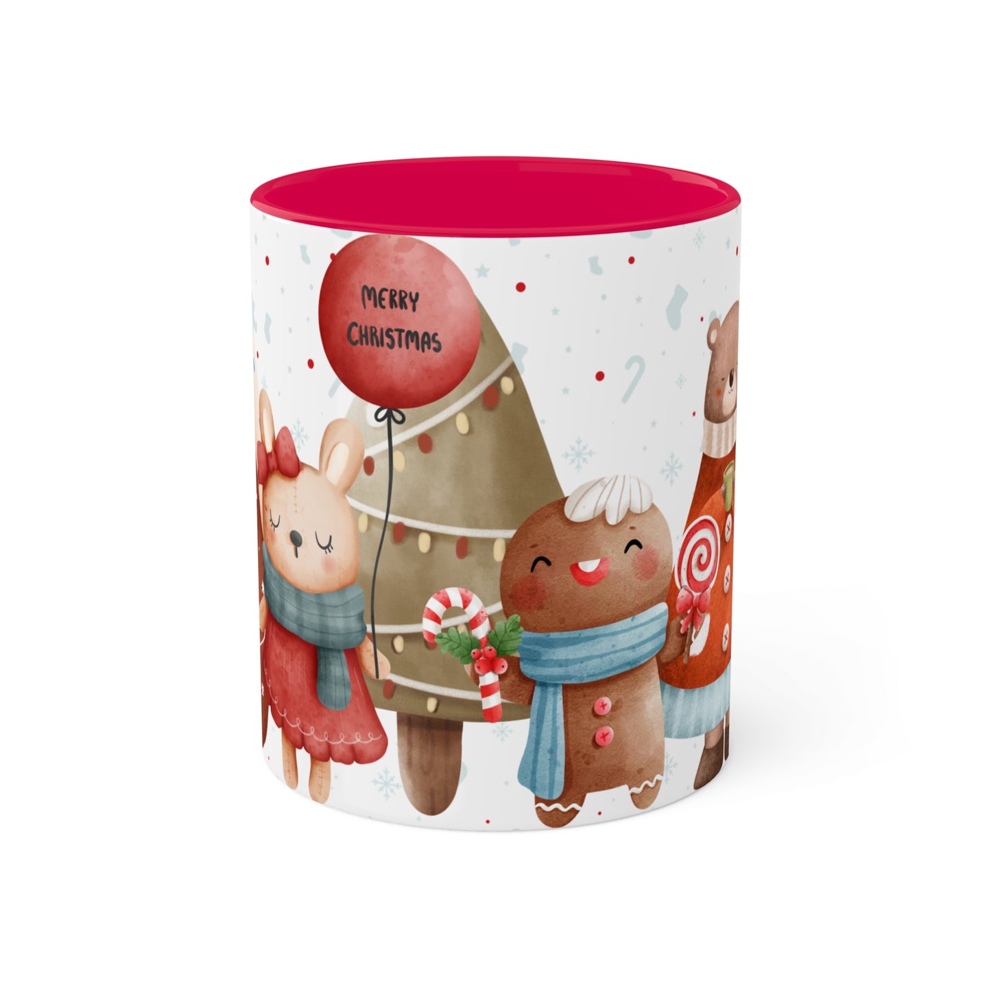 Festive Christmas Mug with Adorable Bear, Hedgehog, and Gingerbread Design – Holiday Coffee Cup